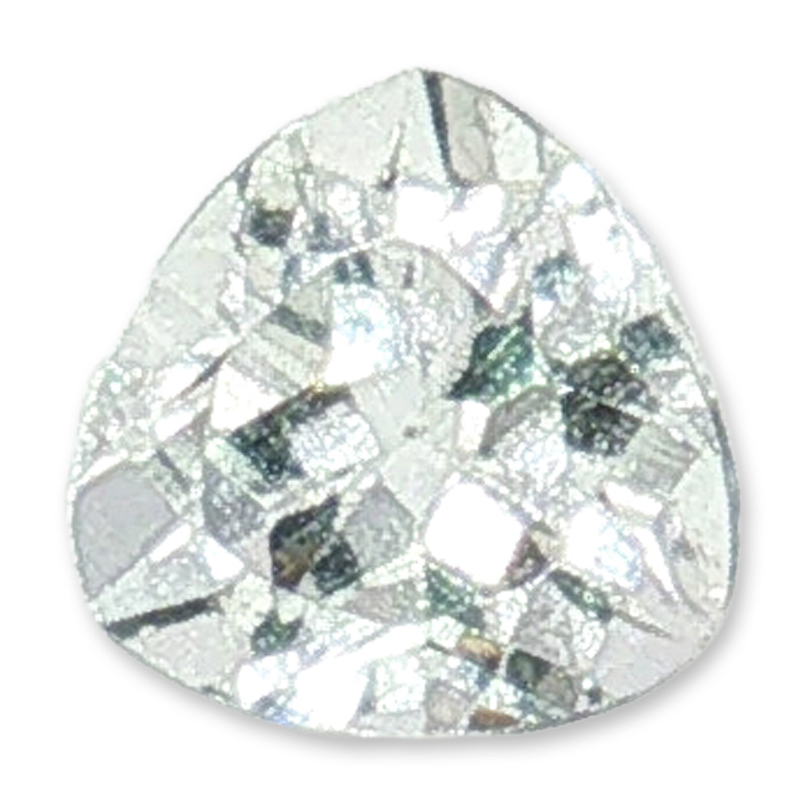 Trillion Cut Loose Colorless Topaz: Loose faceted gemstone appearing to be a colorless topaz. The stone features a distinctive trillion cut with a triangular brilliant faceting pattern and slightly bowed sides, offering a unique