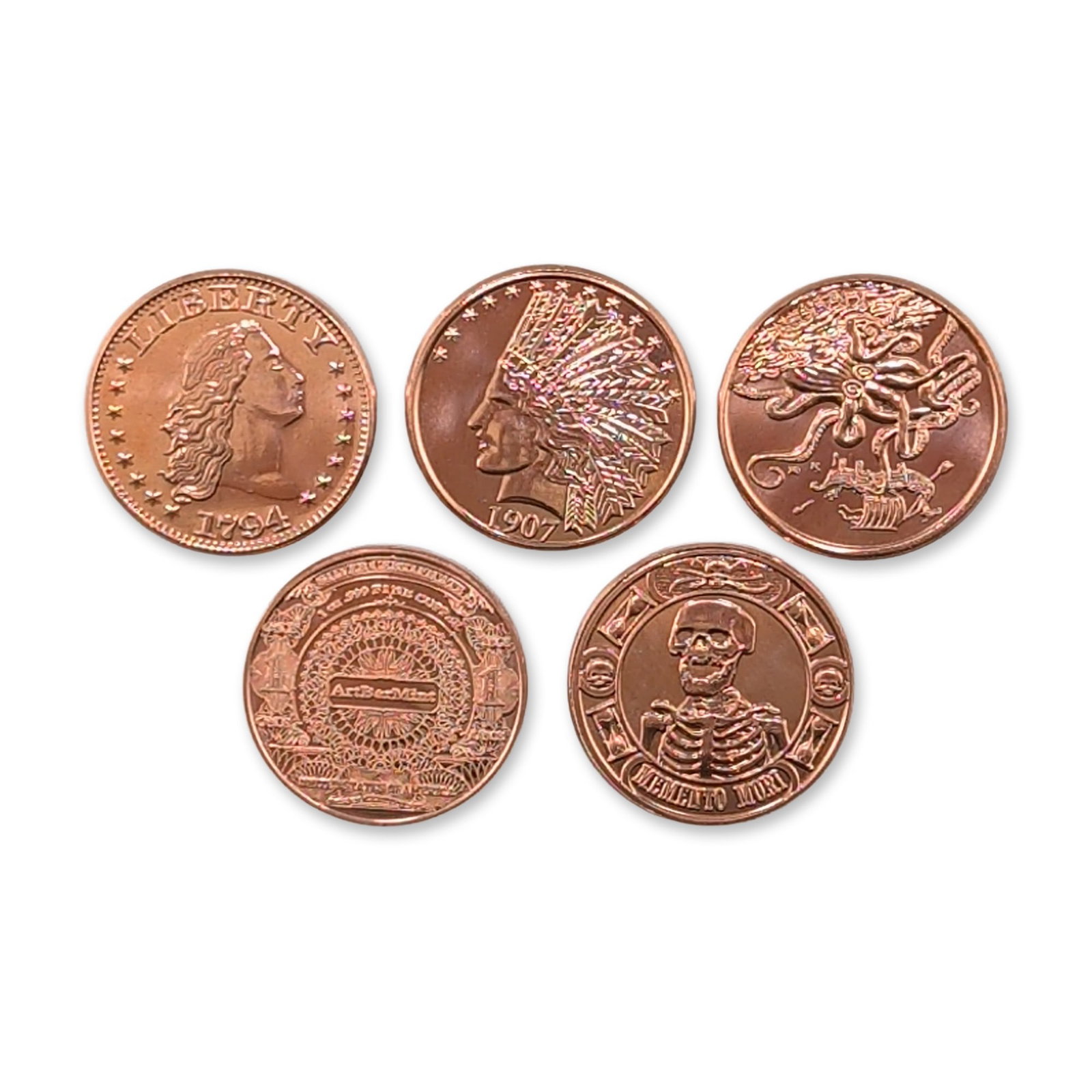 5pc .999 Fine Bullion Copper Rounds (1 of 4)
