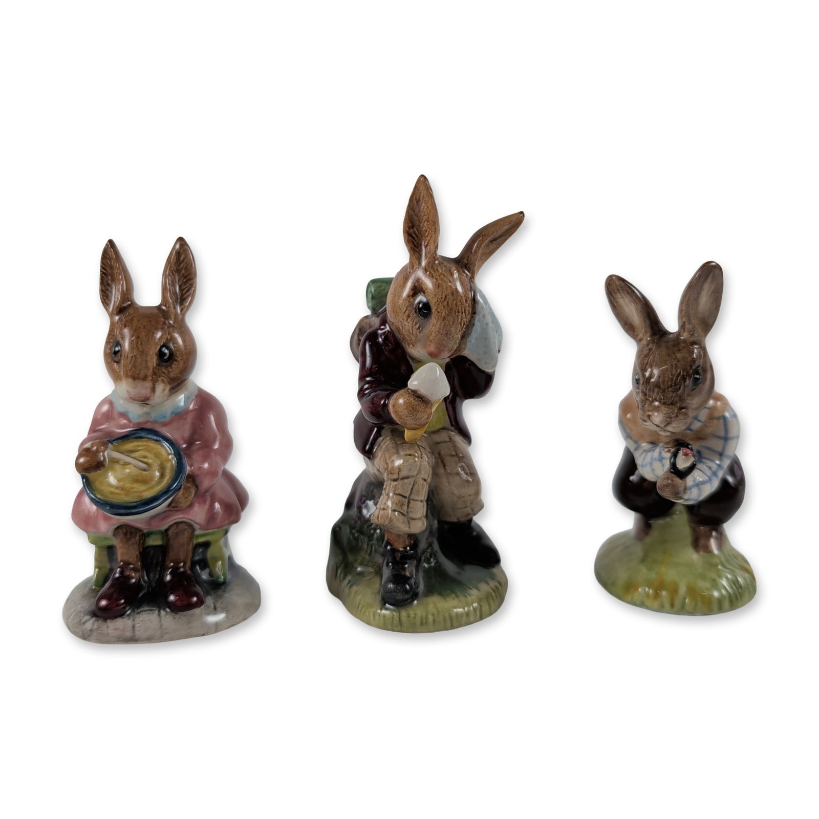 3pc Royal Doulton Bunnykins Glazed Ceramic Figurines (1 of 3)