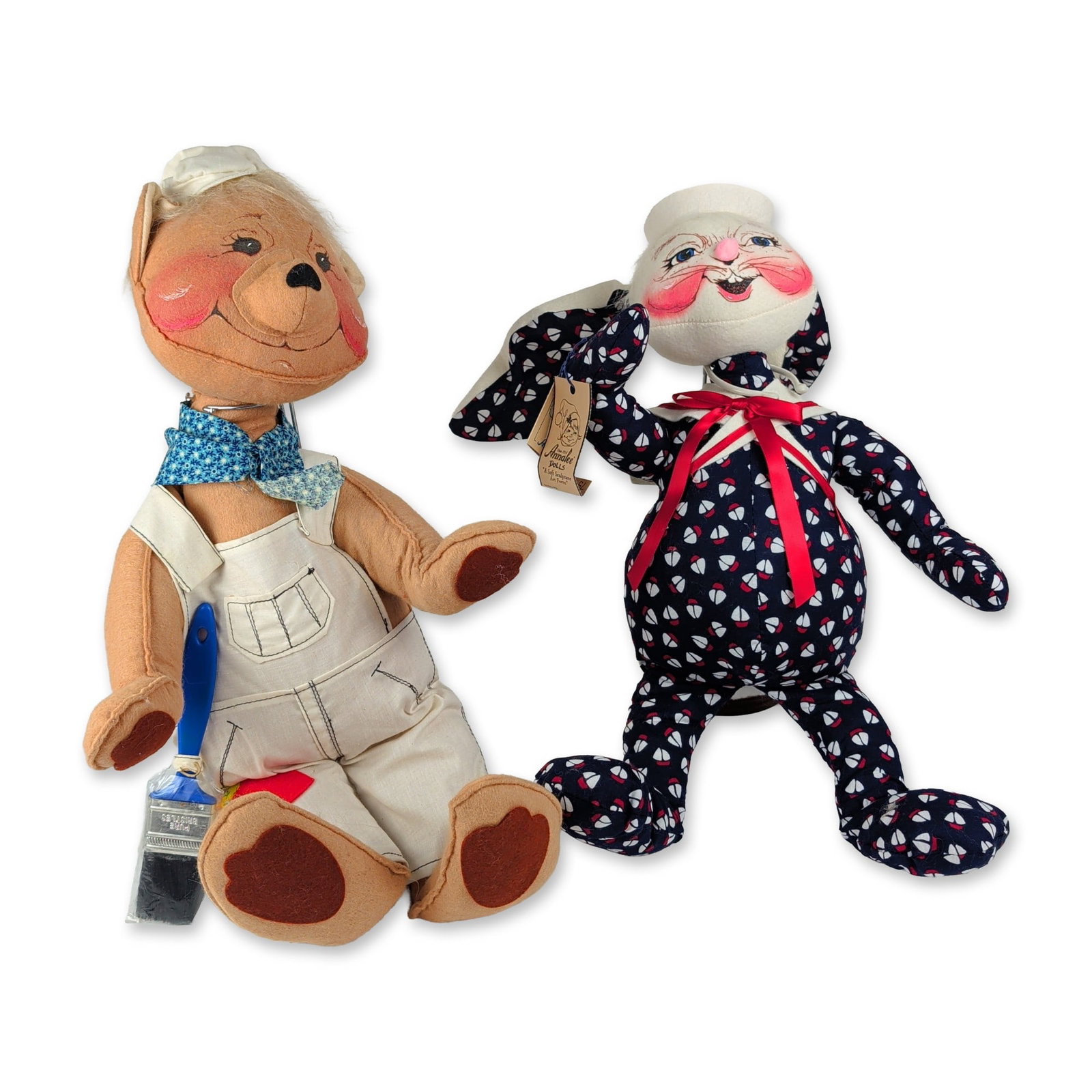 2pc Annalee Dolls Sailor Rabbit and Painter Bear Pair (1 of 4)