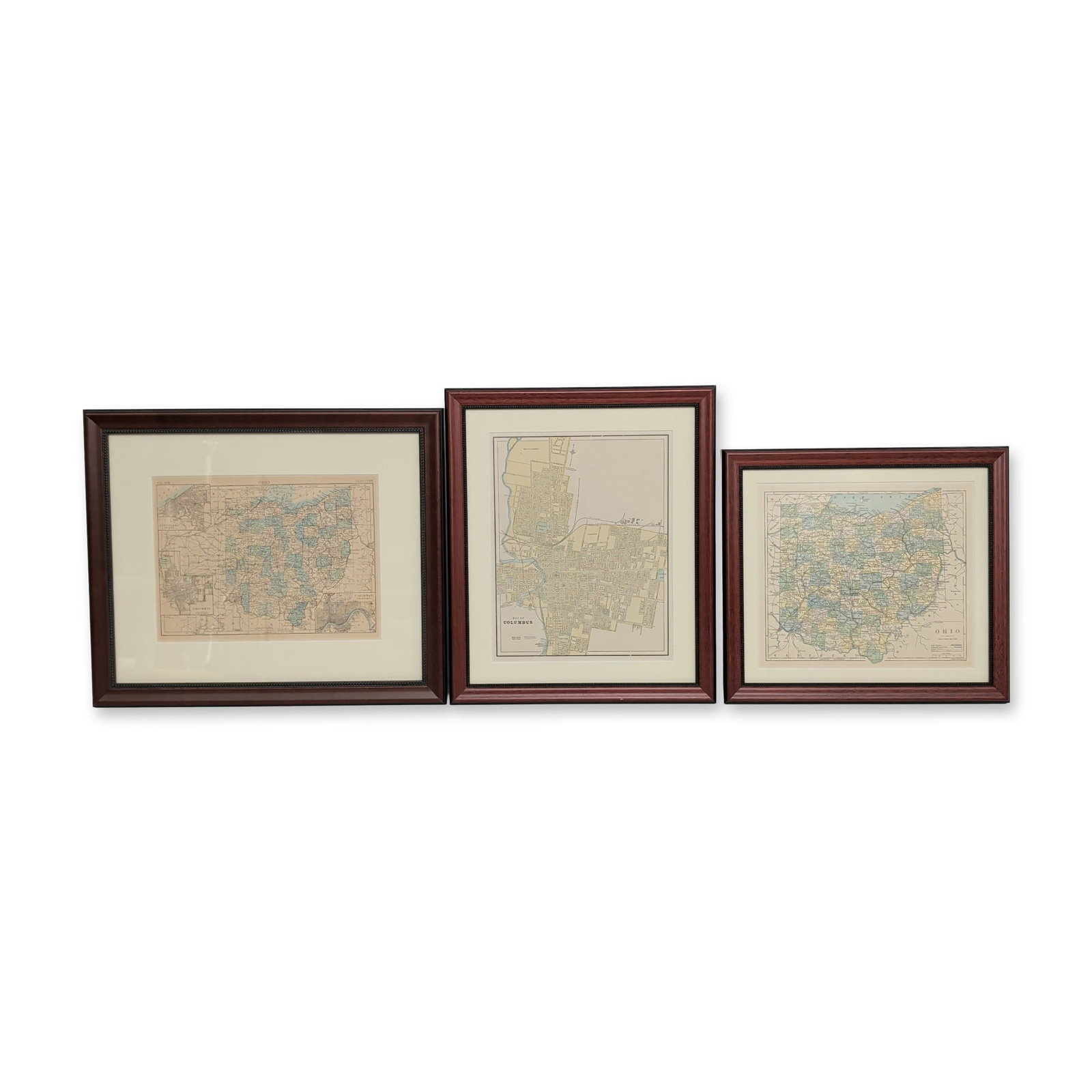 Three Framed Cartographic Prints of Ohio and Columbus (1 of 5)