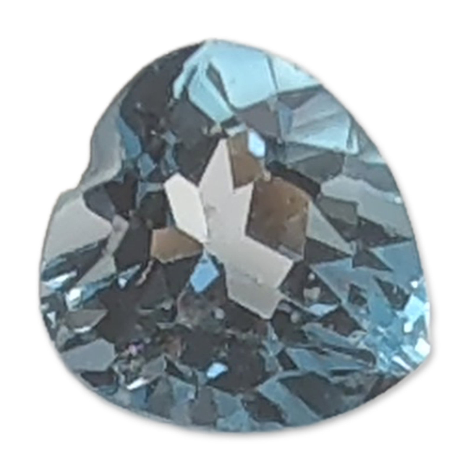 Heart Cut Light Blue Loose Topaz Gemstone: Light blue heart-shaped brilliant-cut loose Topaz gemstone, featuring a well-defined cleft and point with sharp faceting throughout the crown and pavilion. Weight: Approximately 0.5 caratSize: Approxi