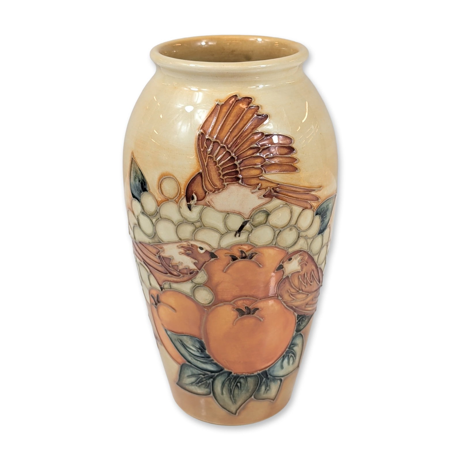 Moorcroft Finches Ochre Pattern Vase (1 of 5)