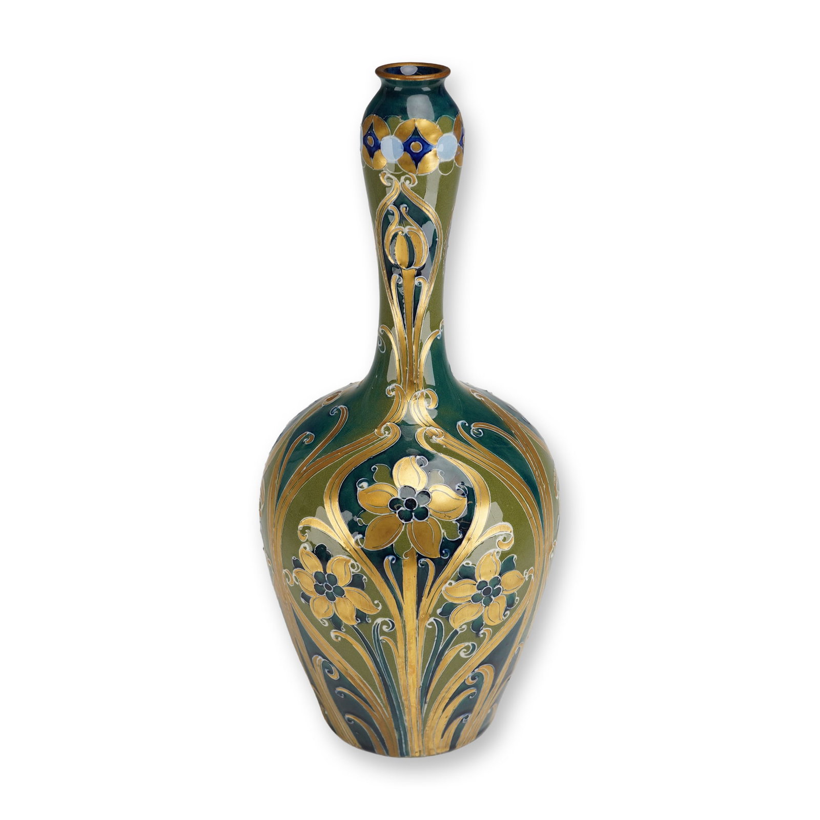James Macintyre by William Moorcroft Green and Gold Florian Ware Vase (1 of 5)