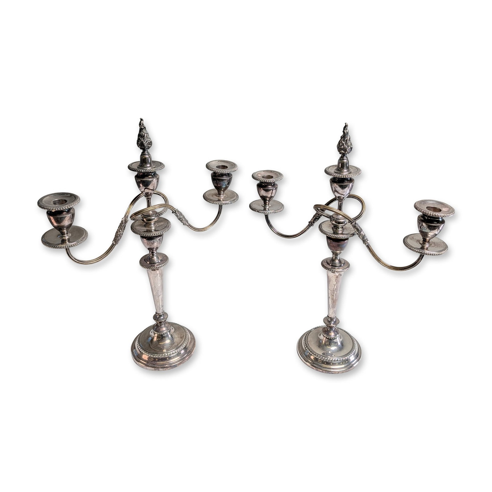 2pc Neoclassical Silver Toned Three-Light Candelabra (1 of 3)
