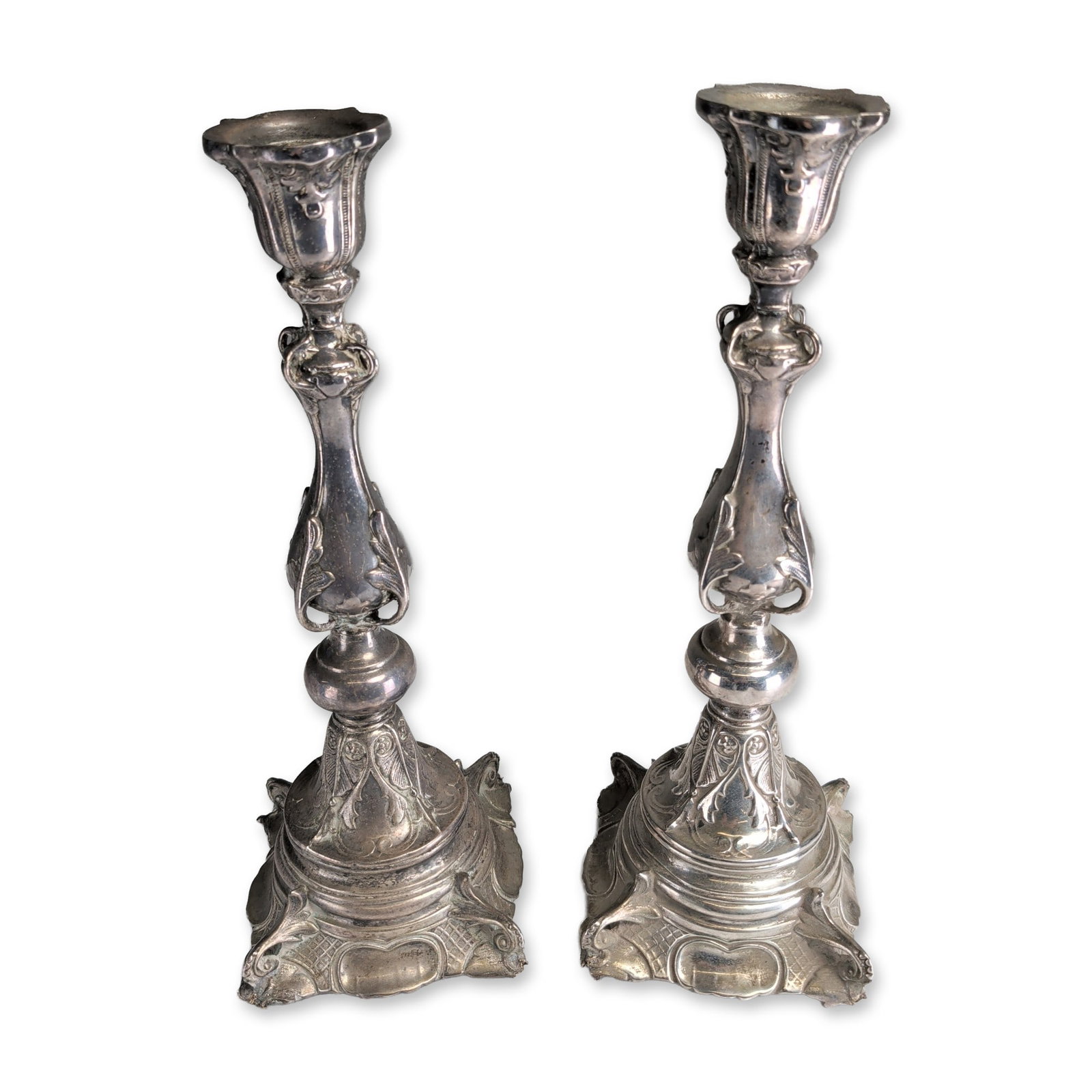 2pc Rococo Revival Style Silver-Toned Candlesticks (1 of 3)