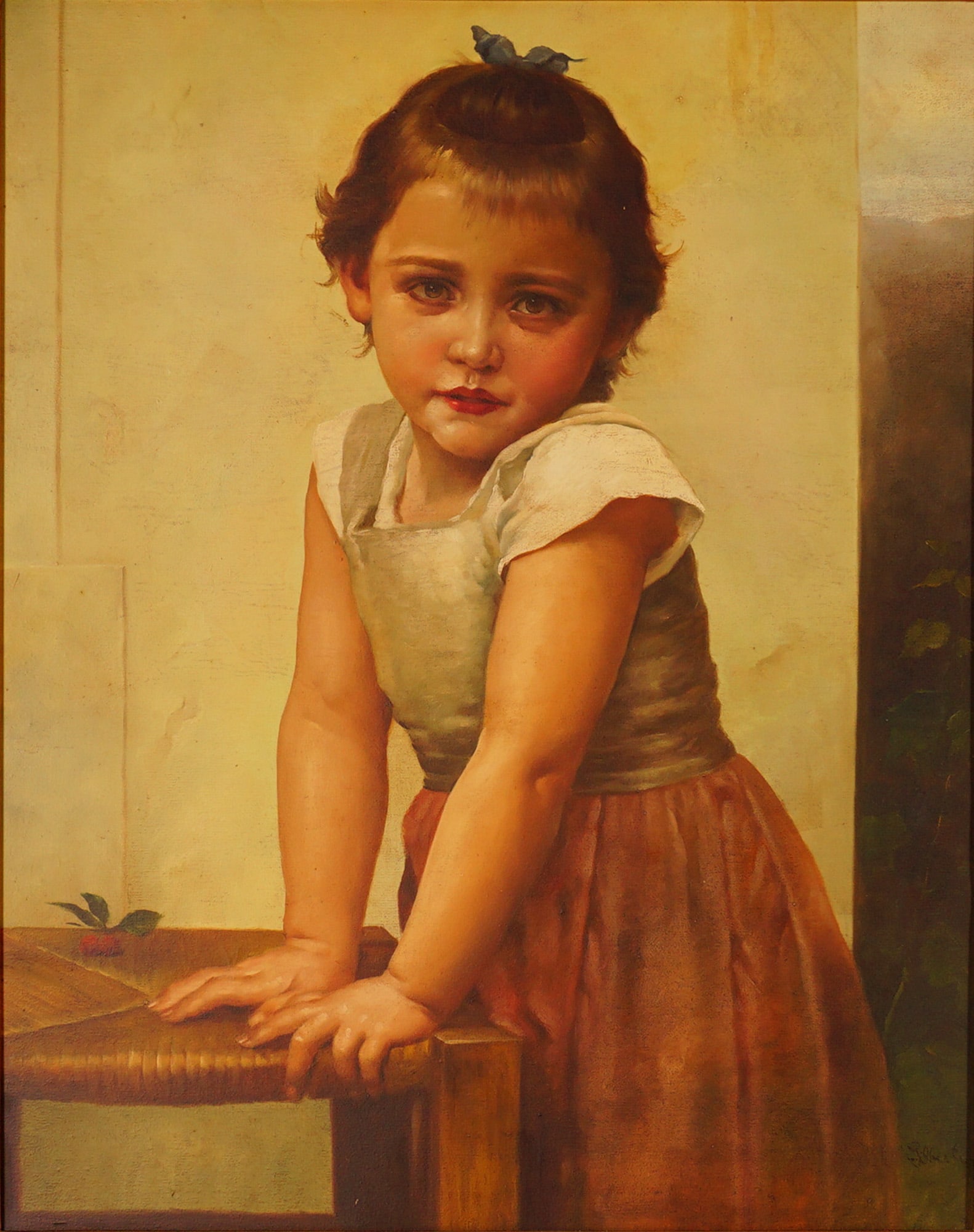 After William-Adolphe Bouguereau (French 1825-1905), Oil on Canvas, Signed: A splendid oil on on canvas capturing the grace and emotional depth of a young girl, painted after William-Adolphe Bouguereau's iconic Portrait of Yvonne. The artist rendered luminous skin tones and s