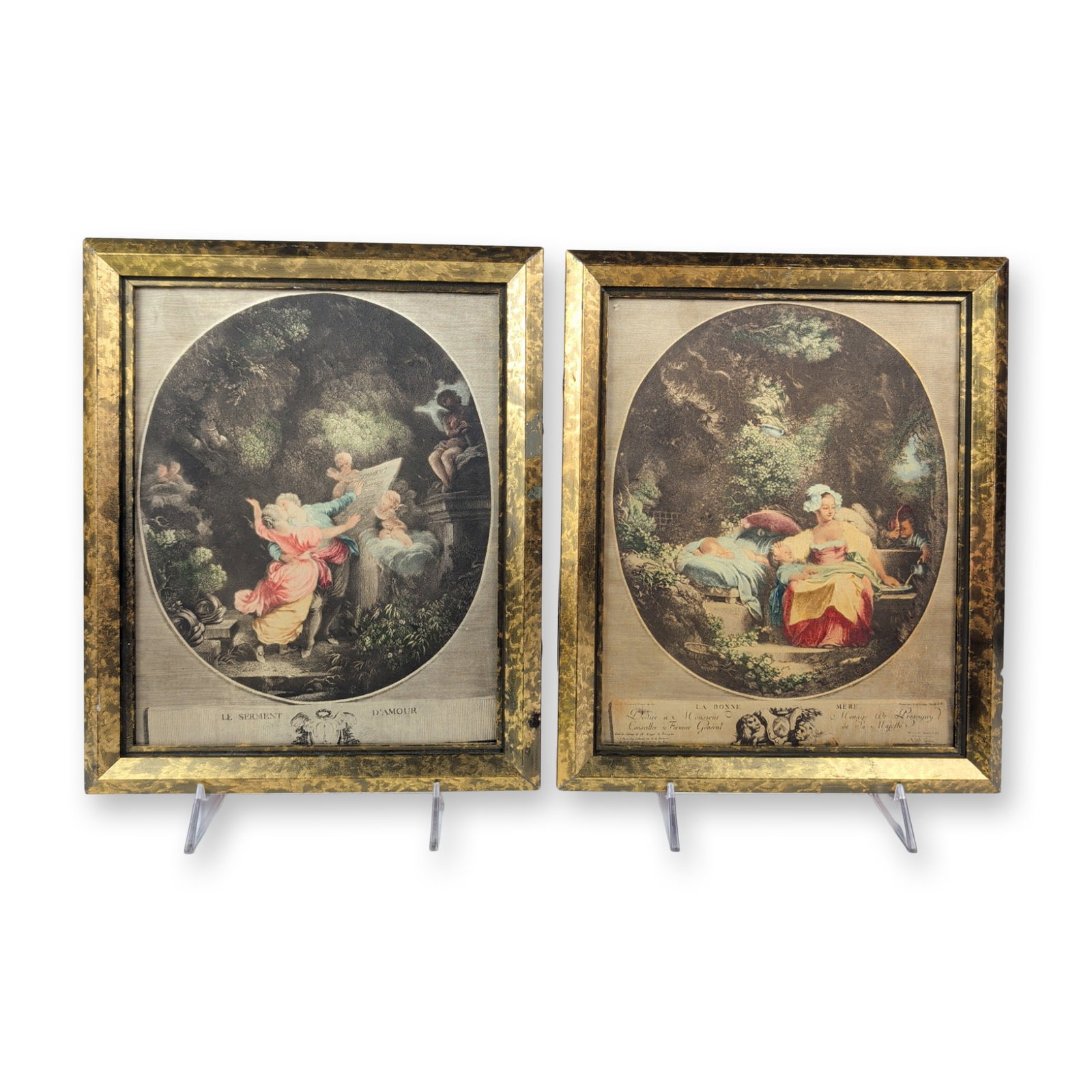 2pc Rococo Style Color Prints on Silk (1 of 9)