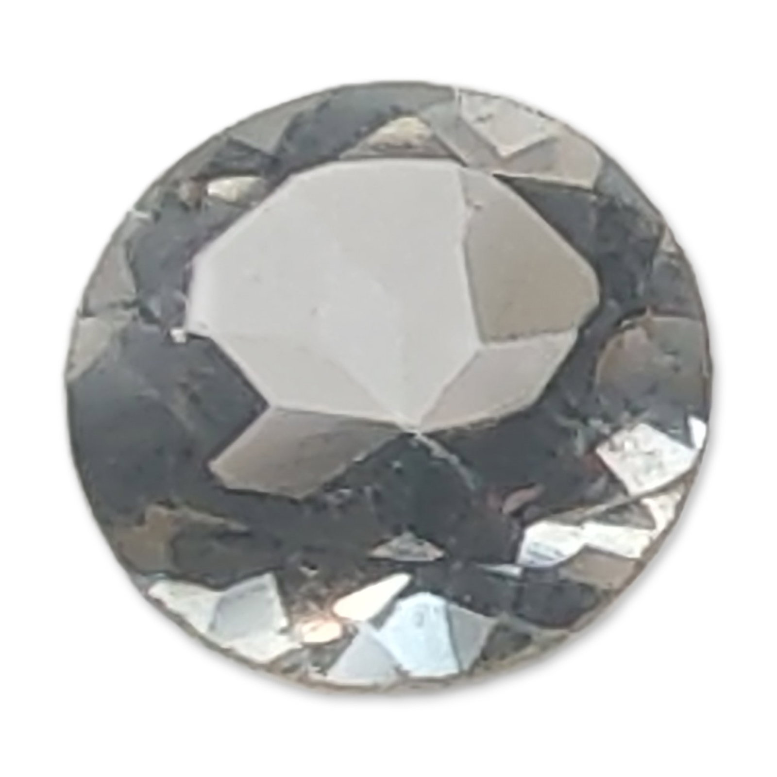 Round Brilliant Cut Aquamarine Gemstone: Loose colorless aquamarine gemstone featuring a round brilliant cut. The stone exhibits a colorless to near-colorless appearance with well-defined facets and a frosted girdle. Tested with Presidium