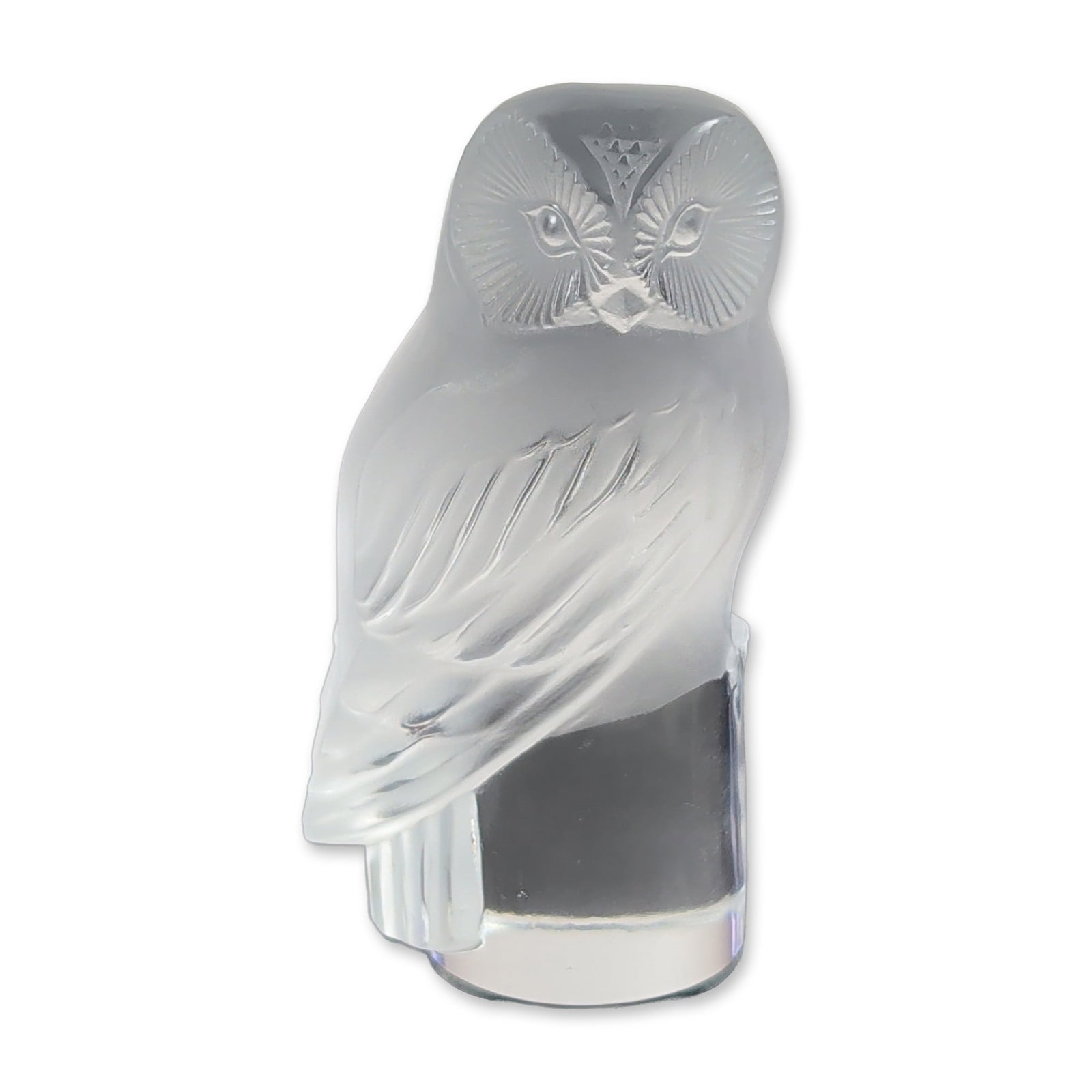 Lalique Frosted Crystal Owl Paperweight (1 of 5)