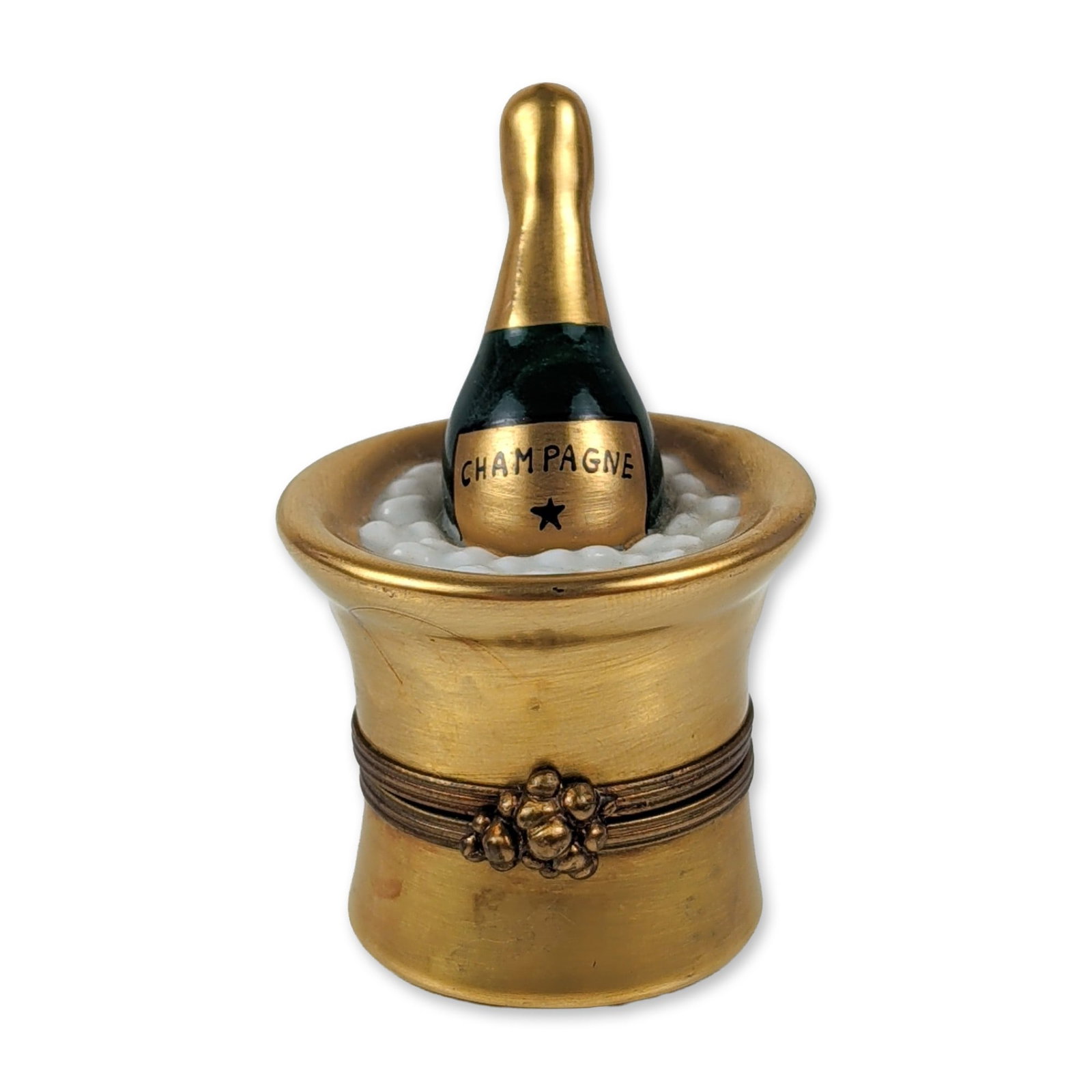 Limoges Hand Painted Porcelain Champagne Bucket Trinket Box (1 of 5)