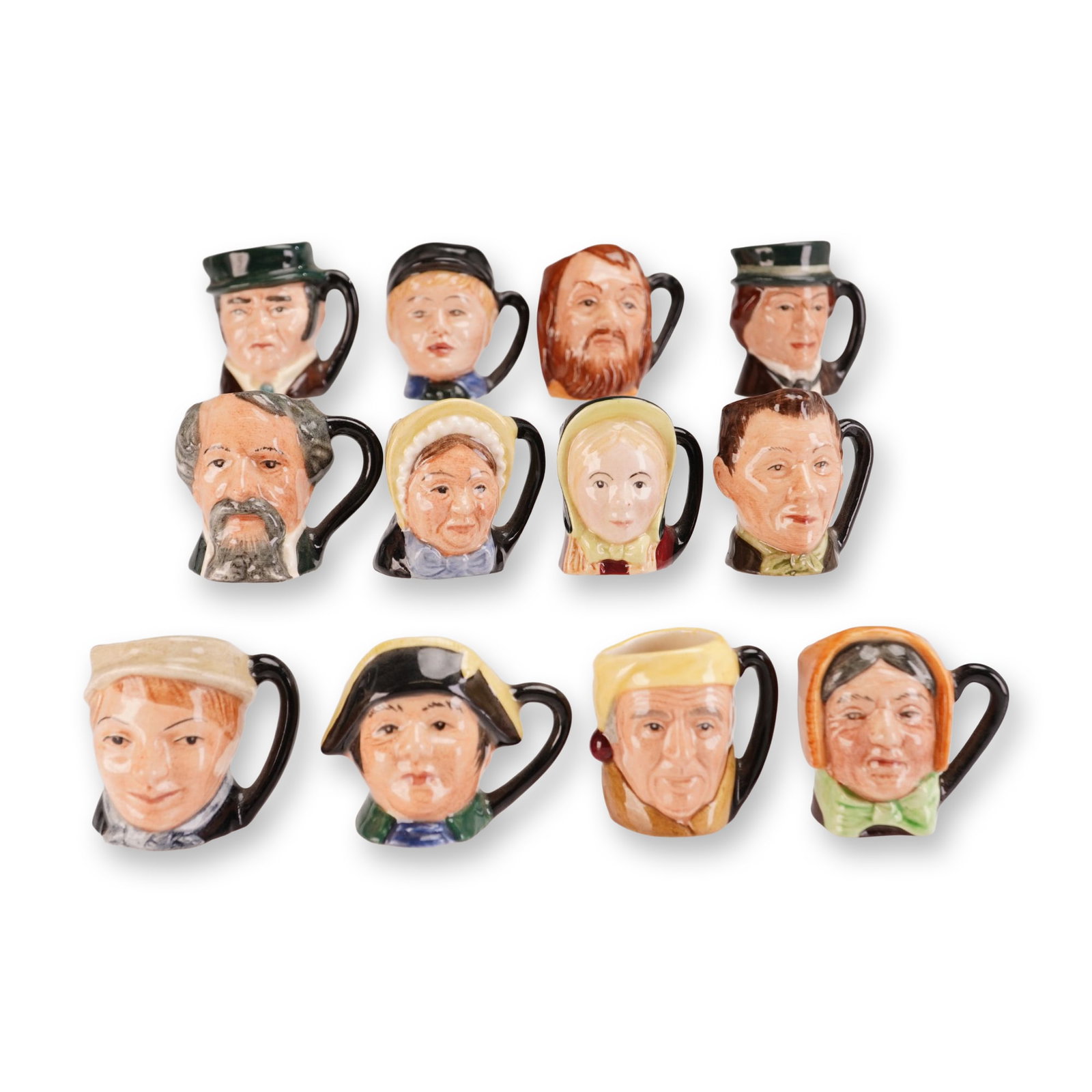 12pc Royal Doulton Charles Dickens Commemorative Tiny Character Jug Set (1 of 4)