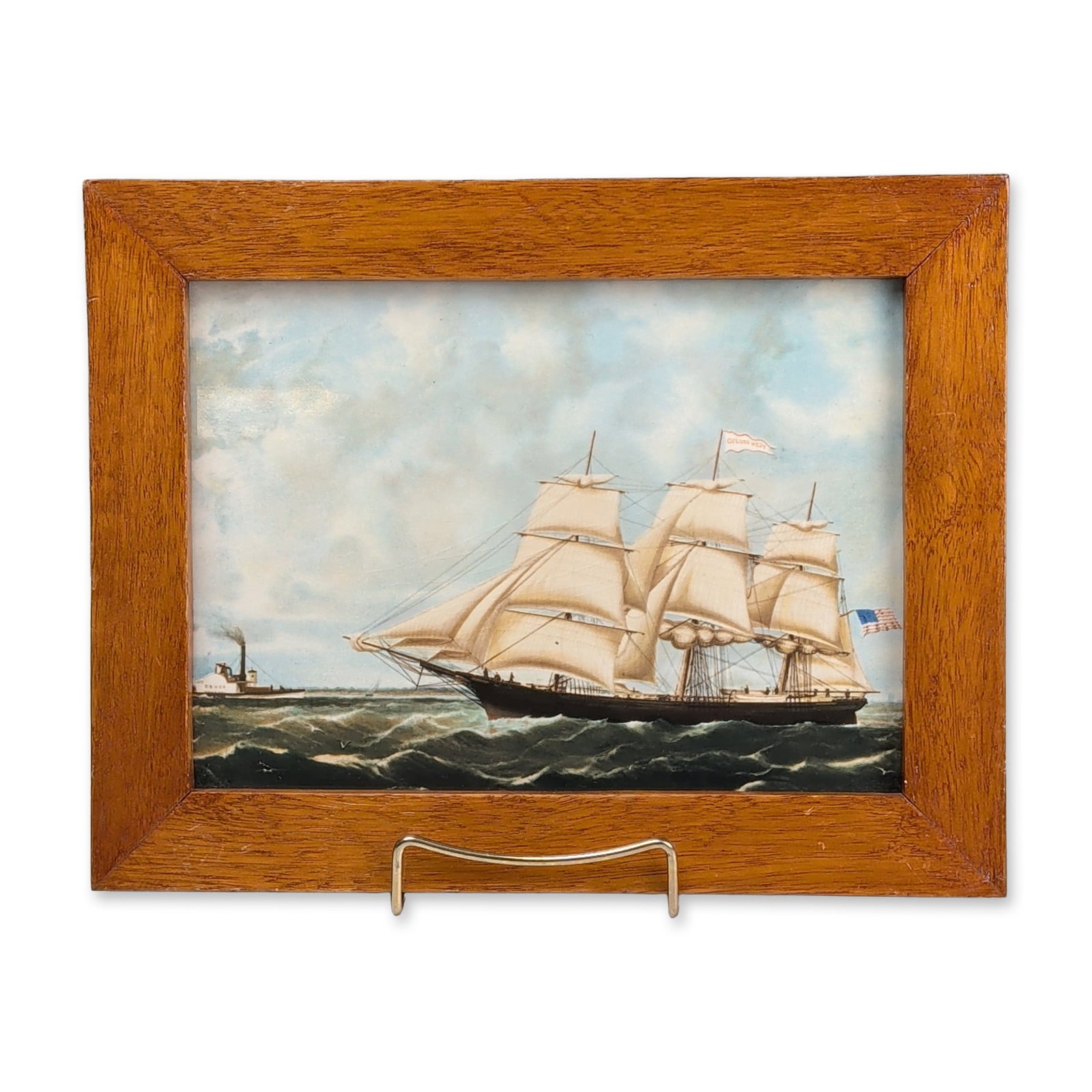 Wedgwood of Etruria & Barlaston Framed Porcelain Nautical Tile, Golden West (1 of 4)