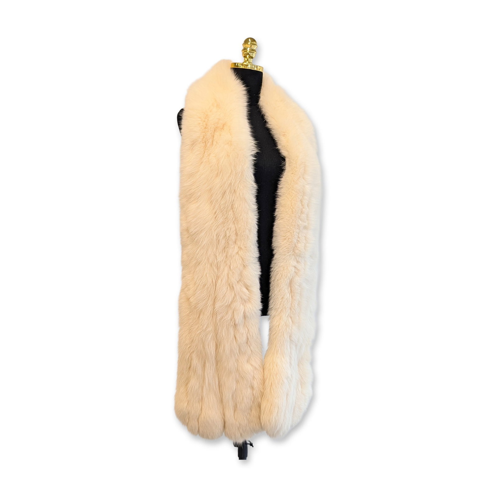 Pale Cream Fox Fur Full-Length Stole (1 of 4)
