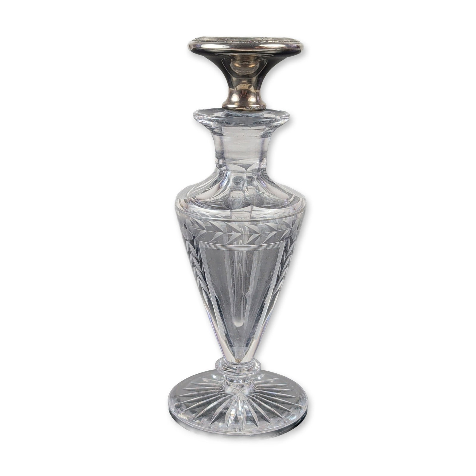 Cut Glass Scent Bottle with Gorham Sterling Silver Stopper (1 of 5)