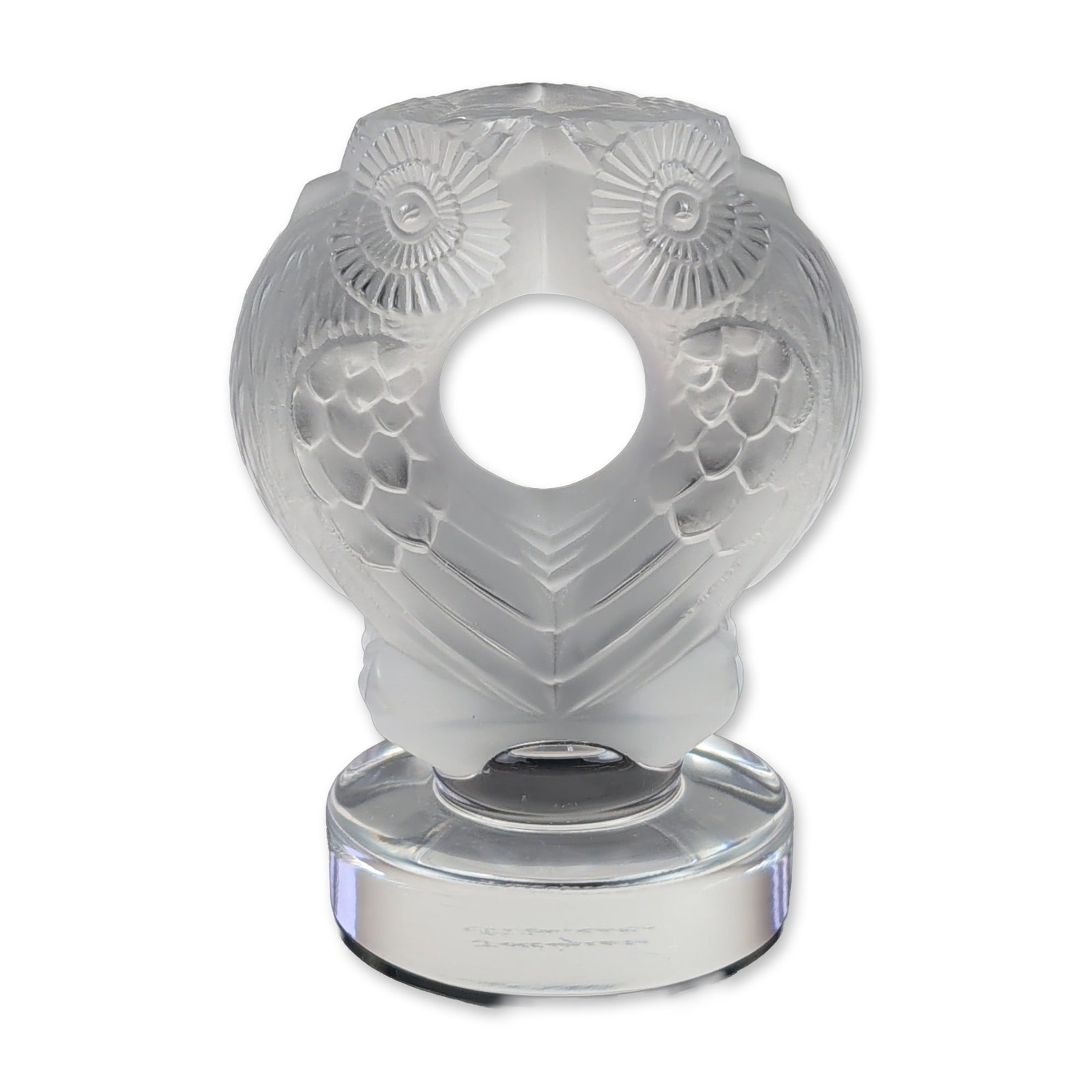 Lalique Frosted Crystal Deux Hiboux Paperweight (1 of 5)