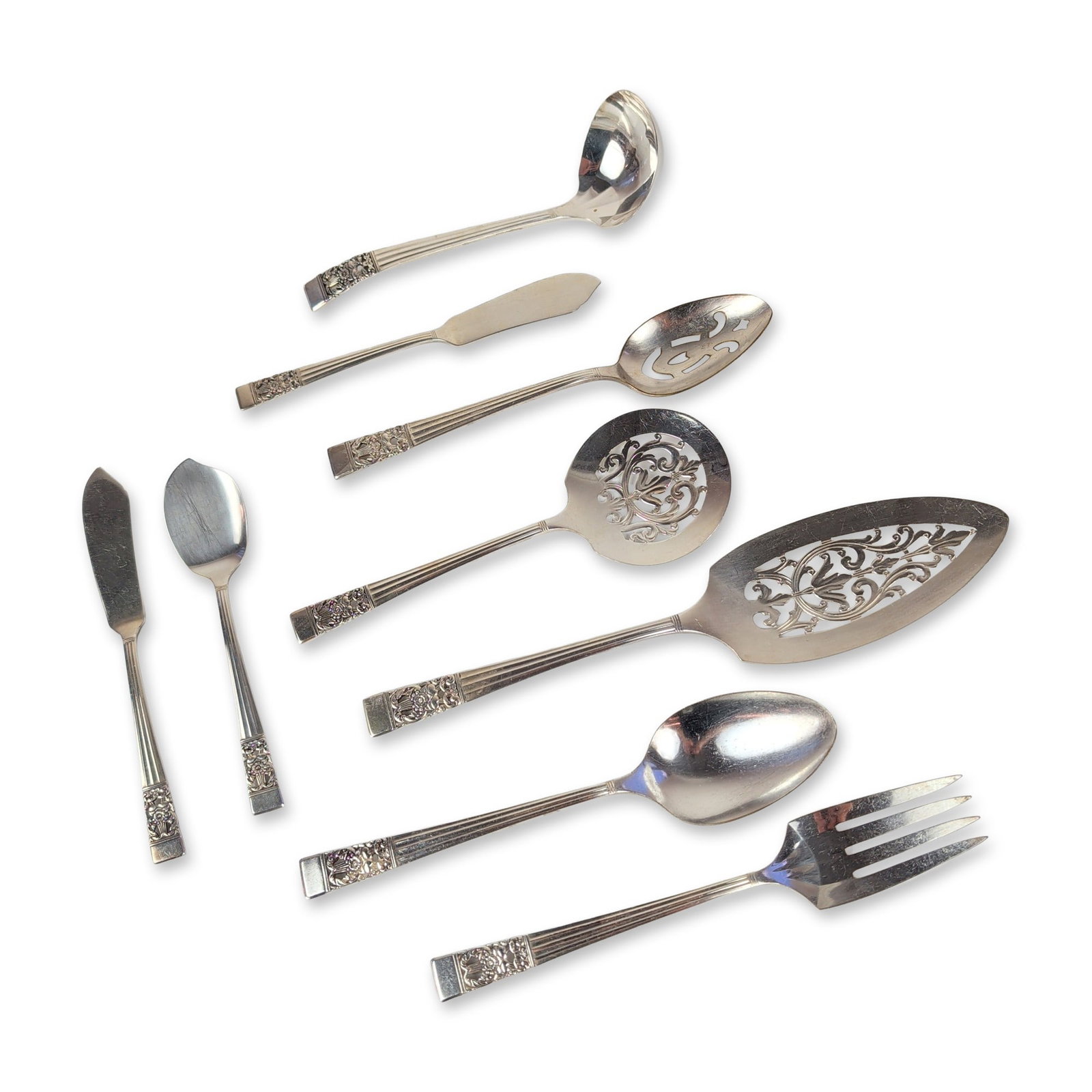 9pc Oneida Community Coronation Pattern Silver-Plated Serving Flatware Group (1 of 5)