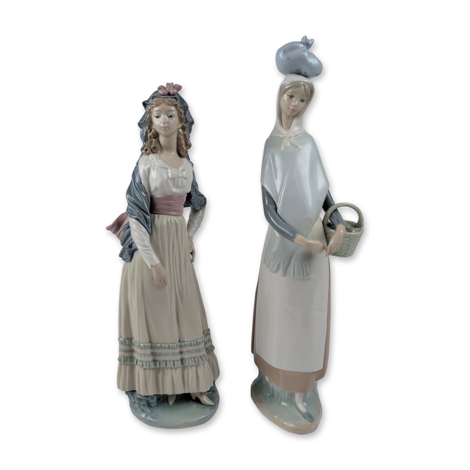 2pc Lladro Porcelain Figurines, Goya Lady 1005125 & Girl - Market Day 1004502 (1 of 4)