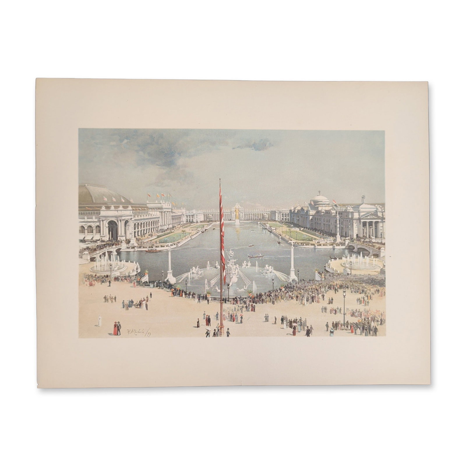 1893 Chicago World Fair Columbian Exposition Chromolithograph on Paper, Court of Honor (1 of 4)