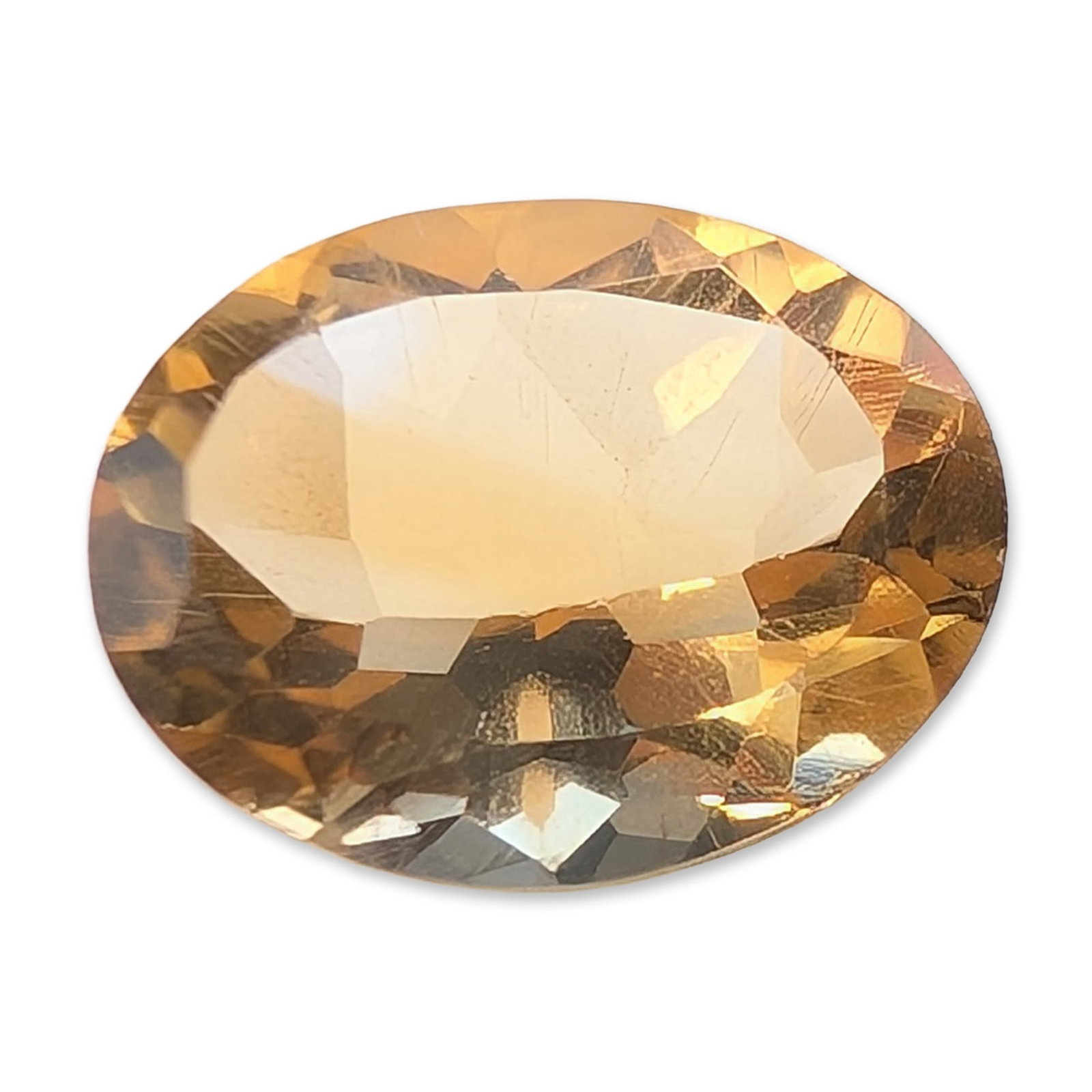 Oval Faceted Yellow Citrine Gemstone: Loose faceted citrine gemstone, featuring an oval cut with golden-yellow to honey-amber color and high transparency. 1.7ct Dimensions: 8.8W MM