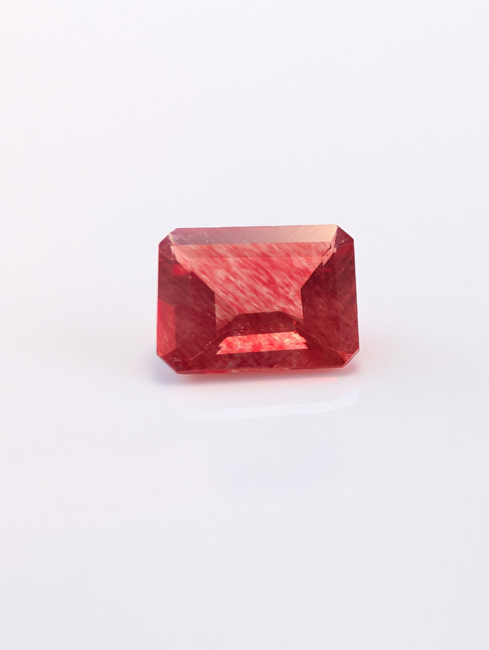 Octagonal Emerald Cut Reddish Pink Stone - 2