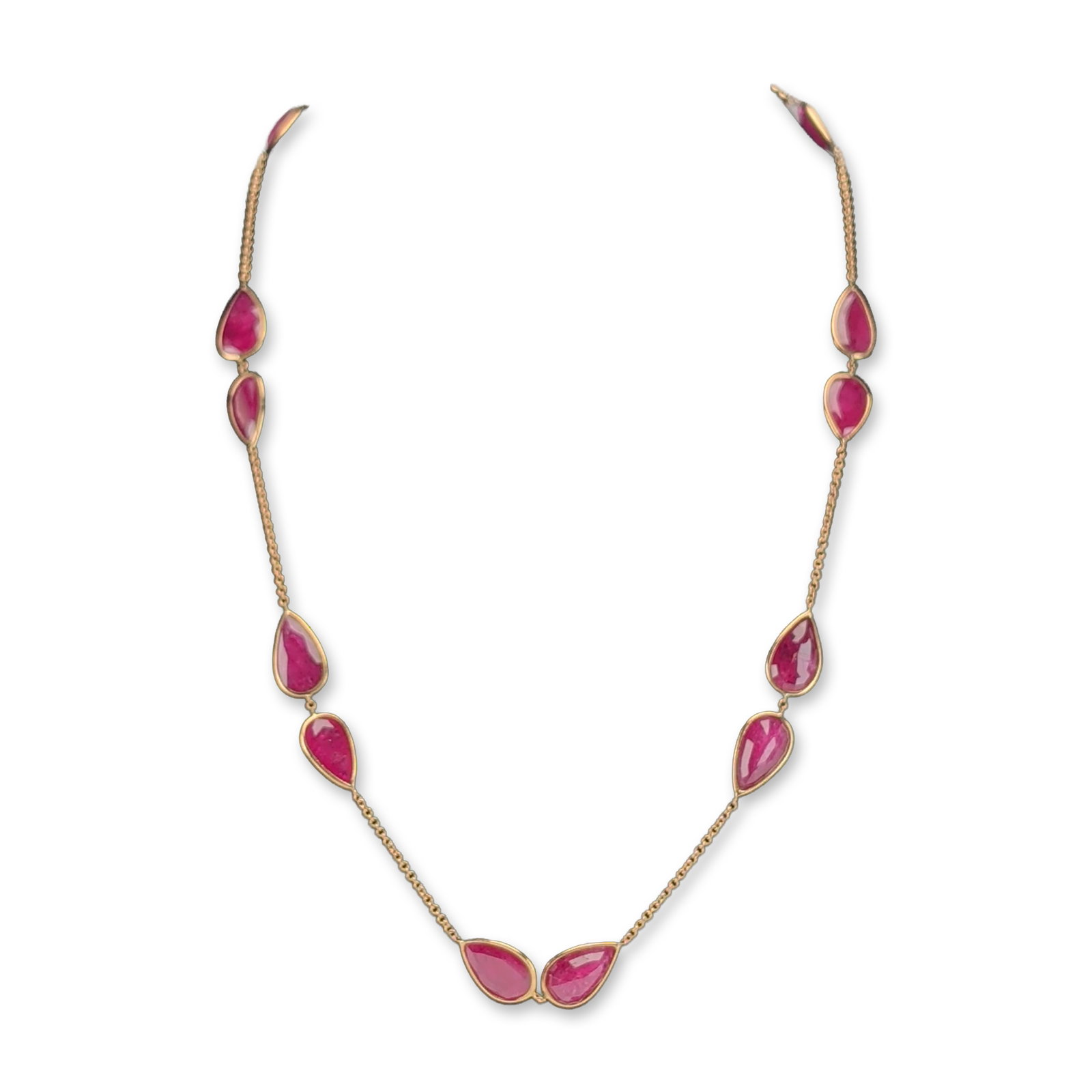 Nova Italian 18K Yellow Gold 55.63ctw Ruby Station Necklace (1 of 6)