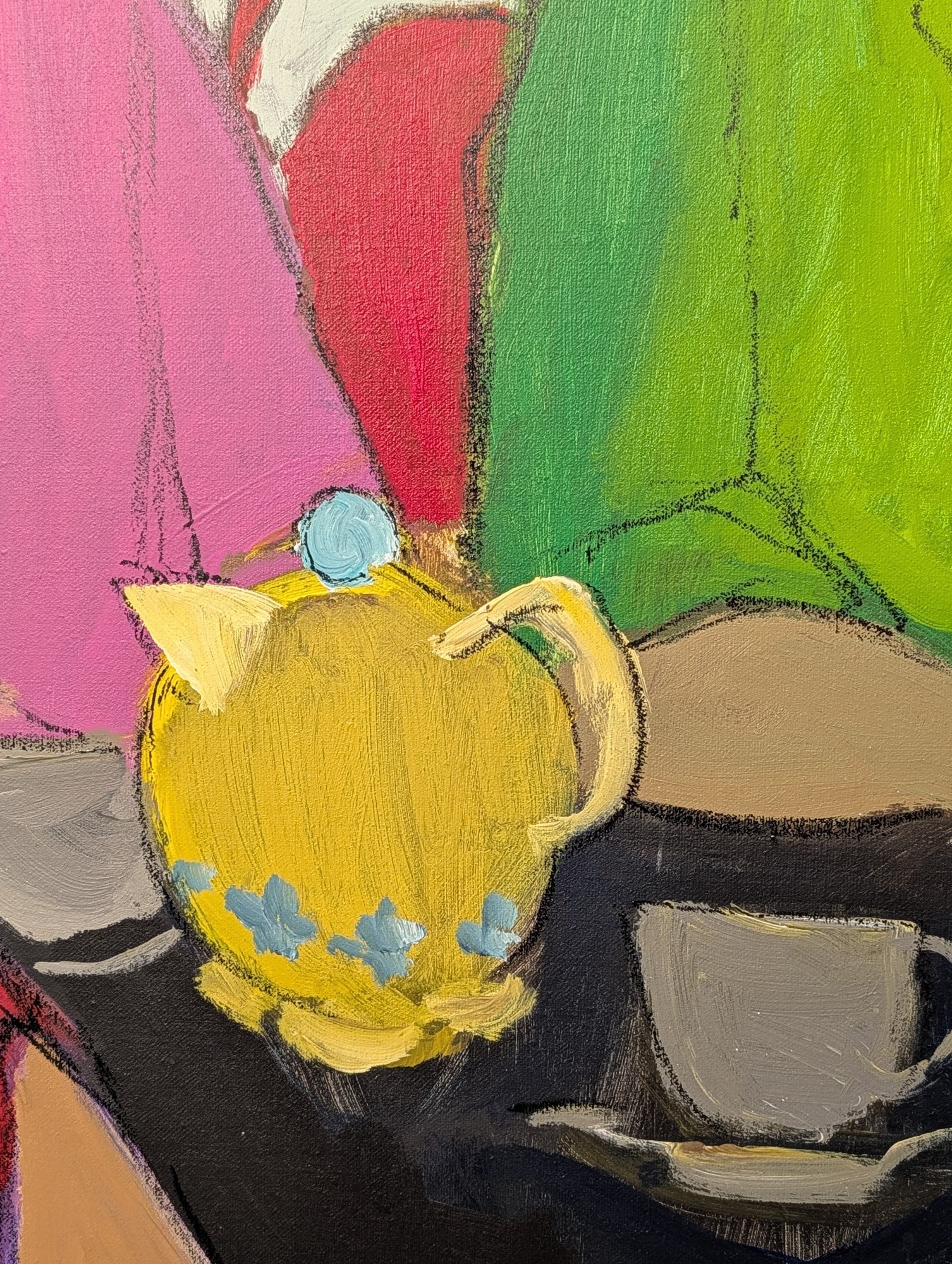 Itzchak Tarkay (Israeli, 1935-2012), Exhibition Scale Oil on Canvas, Three Women at Tea, Signed - 11
