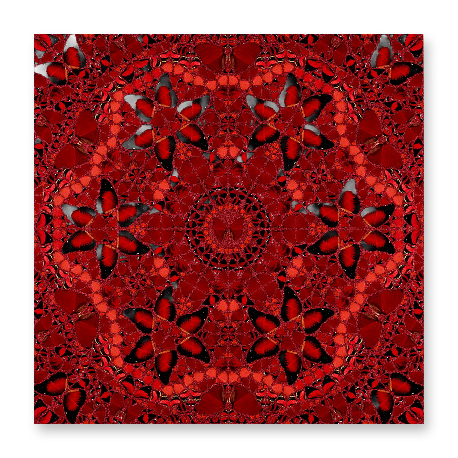 Damien Hirst (English 1965) Laminated Giclee print on aluminum composite, screen printed with: Laminated Giclee print on aluminum composite, screen printed with glitter titled The Empresses Wu Zetian H10-1 Signed and numbered 998/2853 on the label on the verso of the piece Sight size 39.37" x 3
