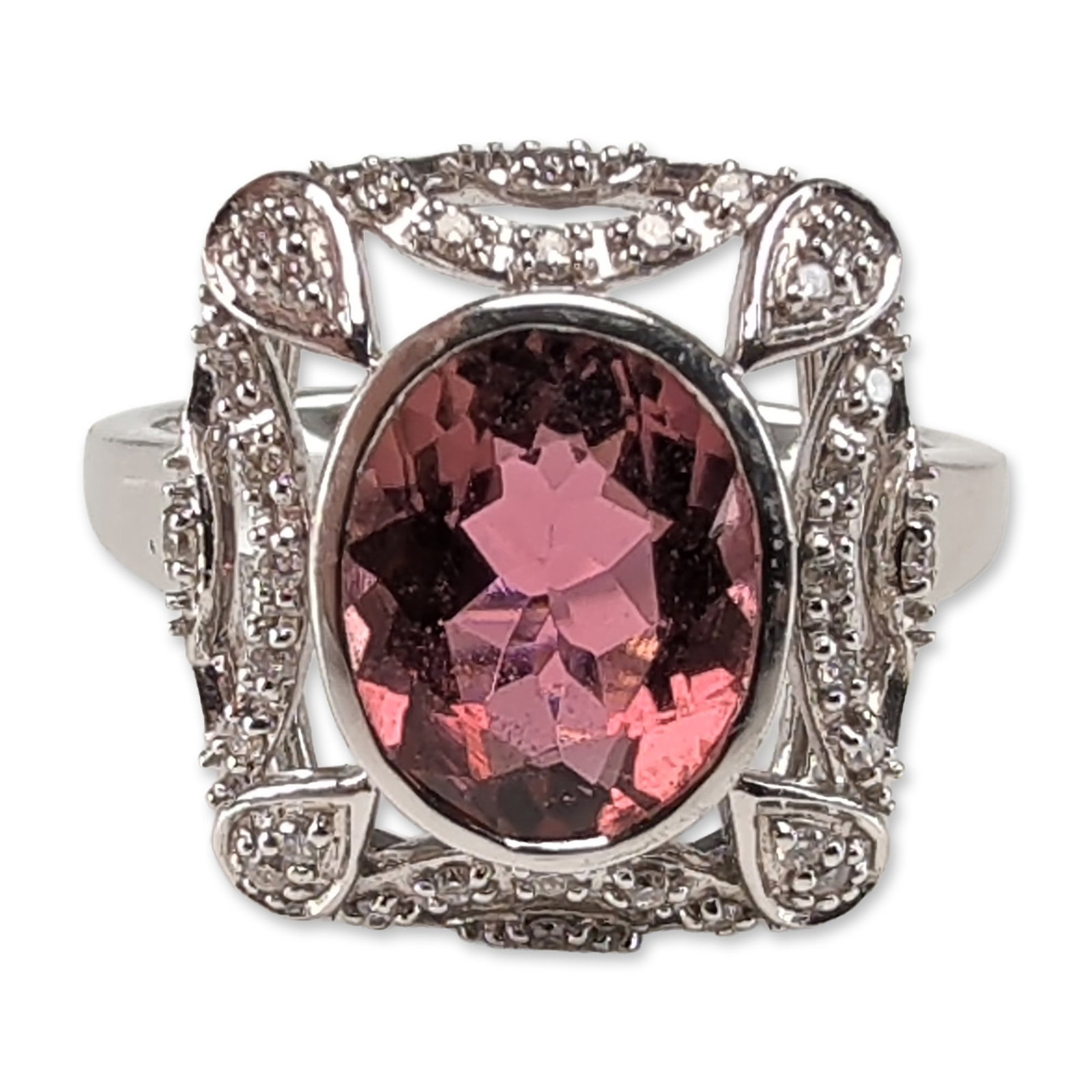 18K White Gold 1.90ct Rubellite and Diamond Ring (1 of 5)