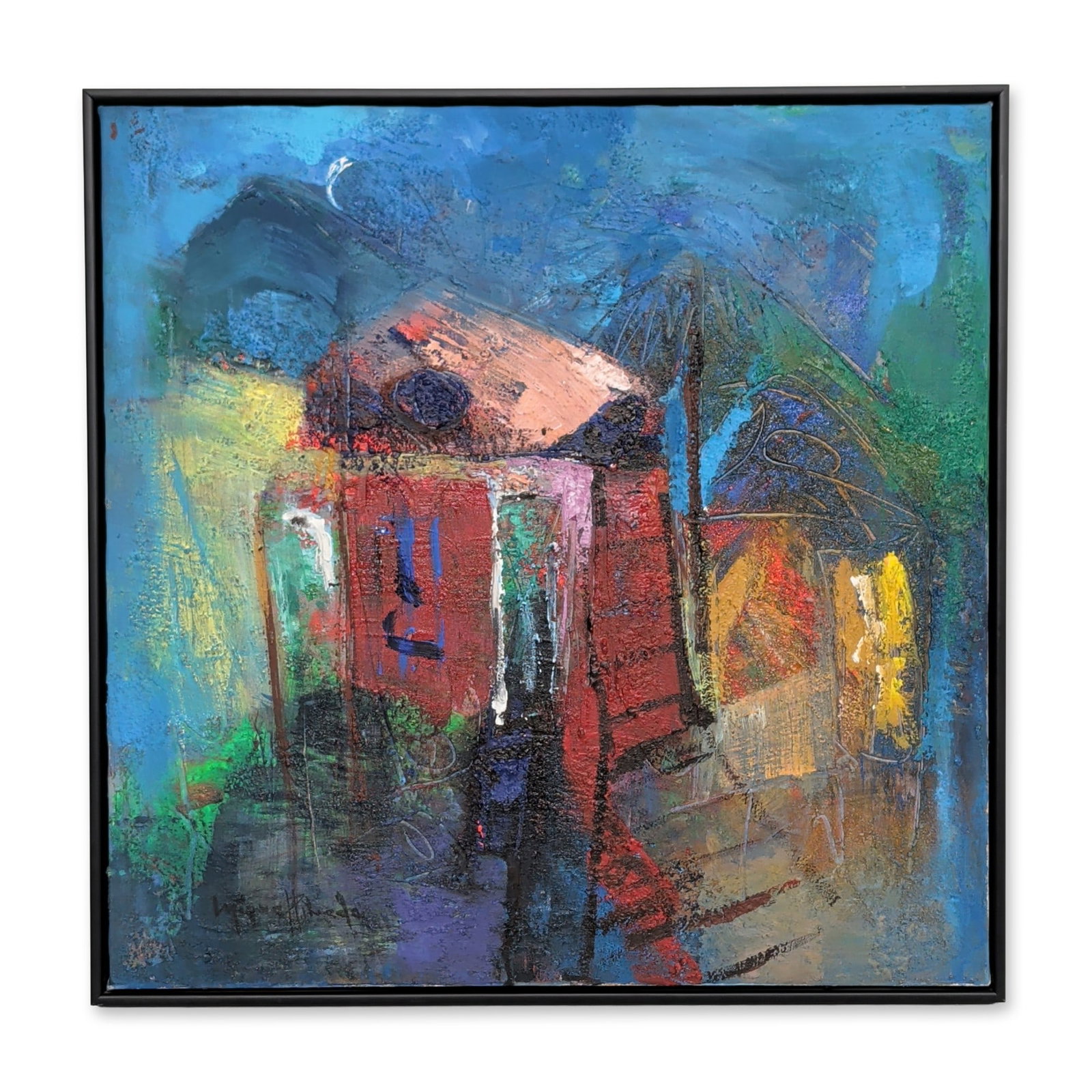 Miguel Pineda (Dominican Republic b. 1962) Mixed Media on Canvas, Paisaje, Signed (1 of 5)