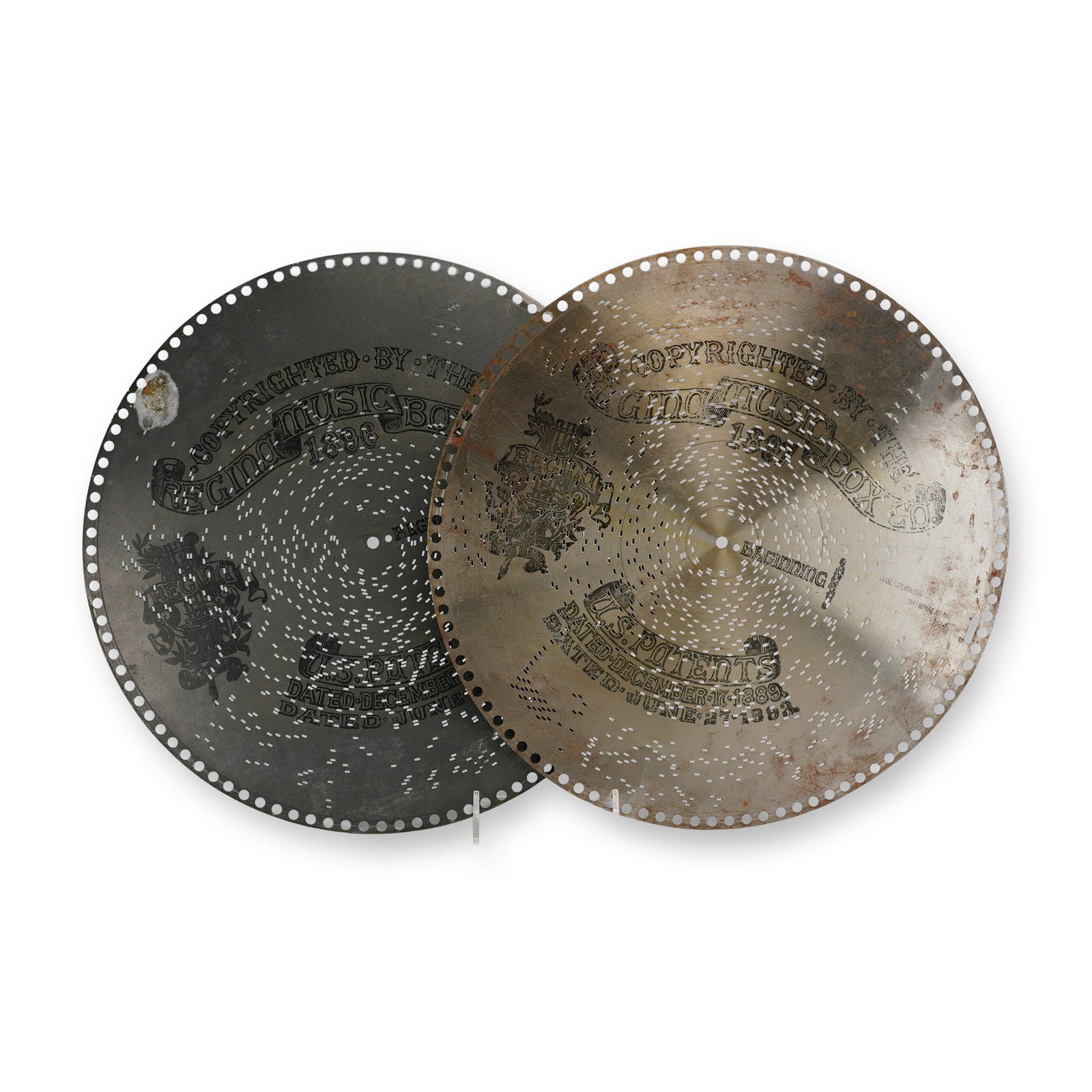 A Pair of Regina Music Box Discs, 15.5-Inch, 1896-1897 (1 of 2)