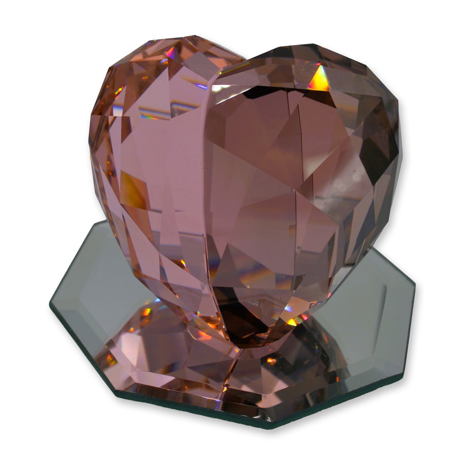 Swarovski Pink Crystal Paperweight Heart W/Mirror Base, Vintage (1 of 3)