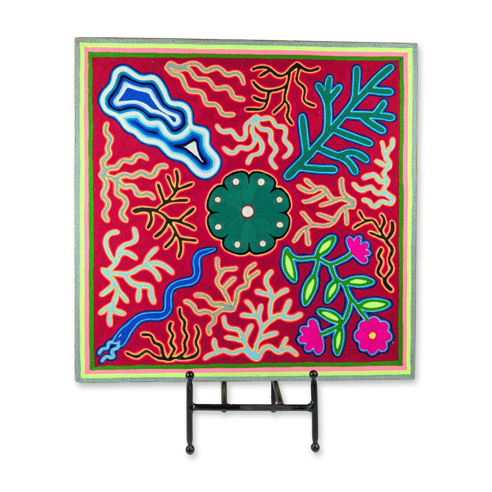Mexican Huichol Wixarika Yarn Painting Nierika (1 of 6)