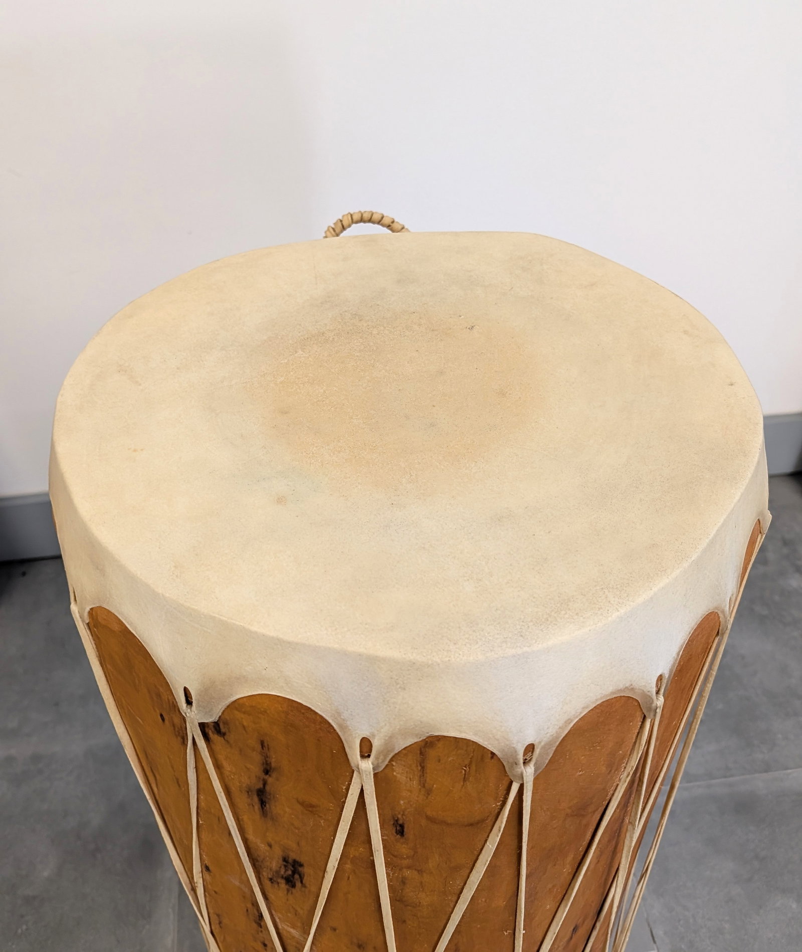 Native American Rawhide Log Drum - 5