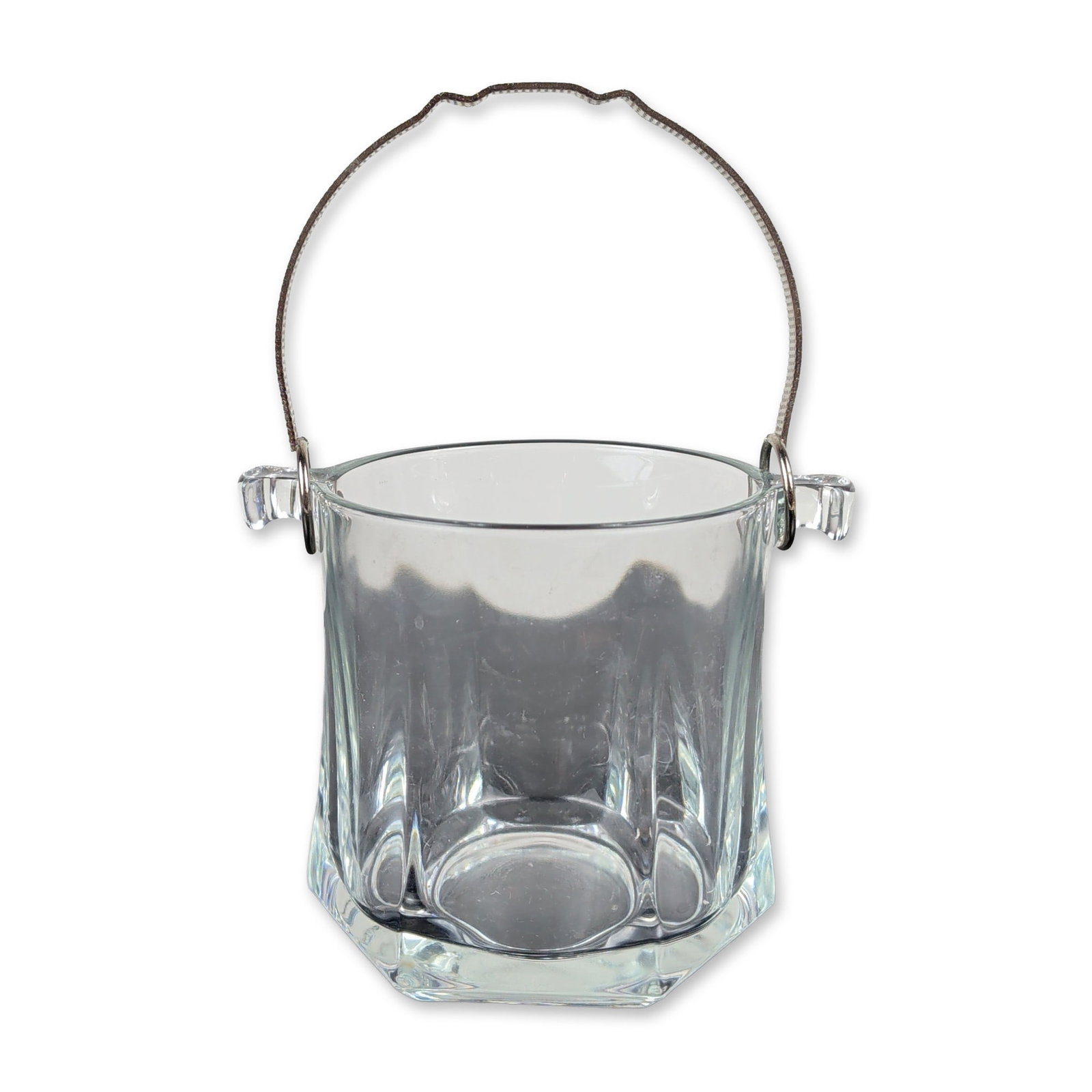 Italian Clear Glass Hexagonal Ice Bucket with Tongs (1 of 7)