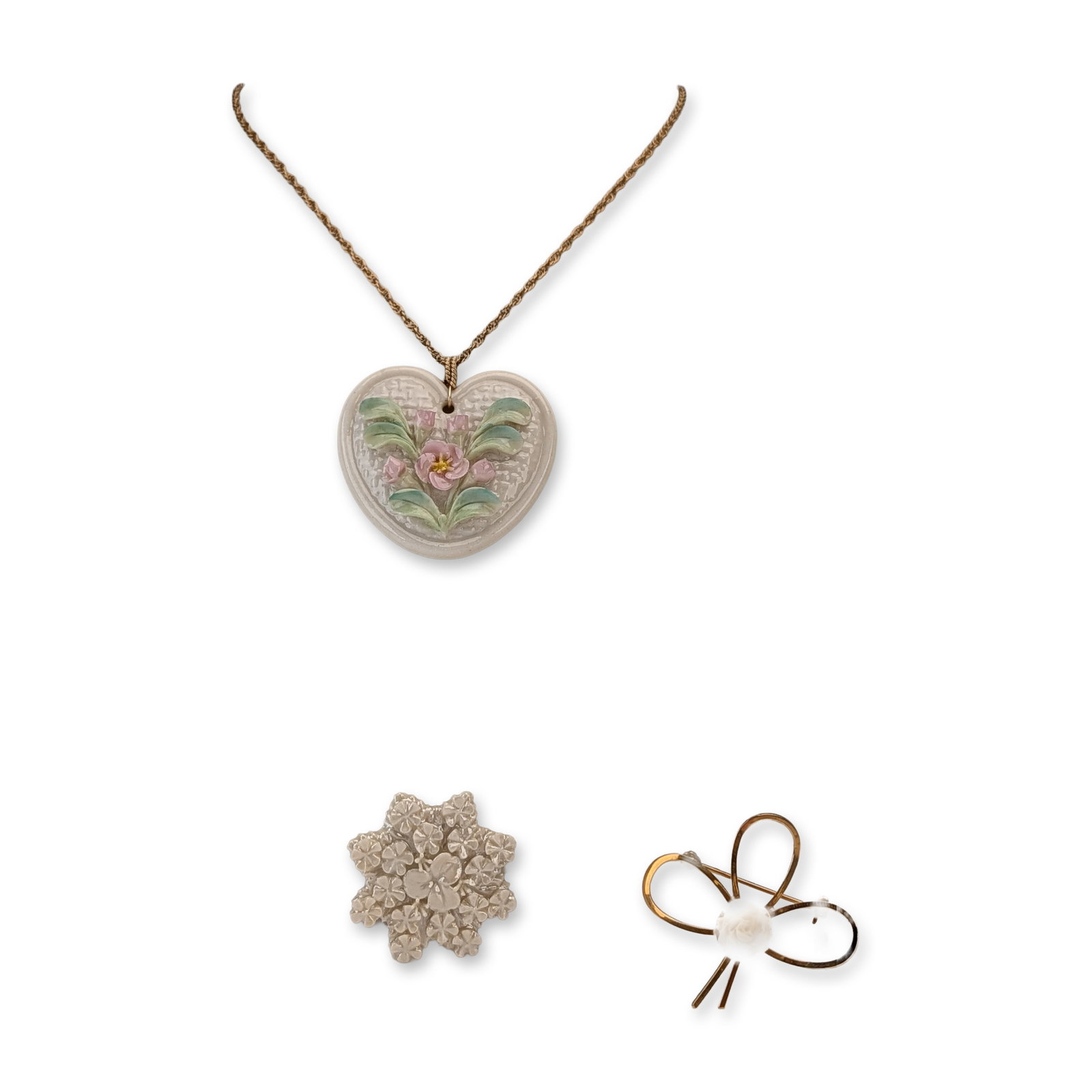 4pc Belleek and Wells Porcelain and Gold-Filled Jewelry Collection (1 of 10)