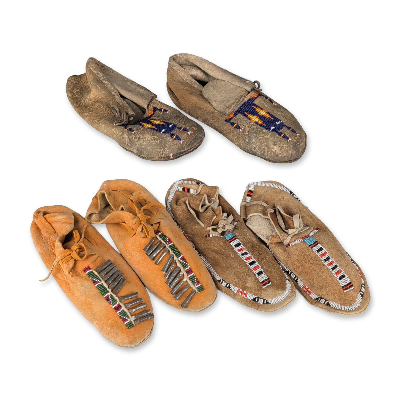 Trio of Native American Beaded Hide Moccasins (1 of 5)