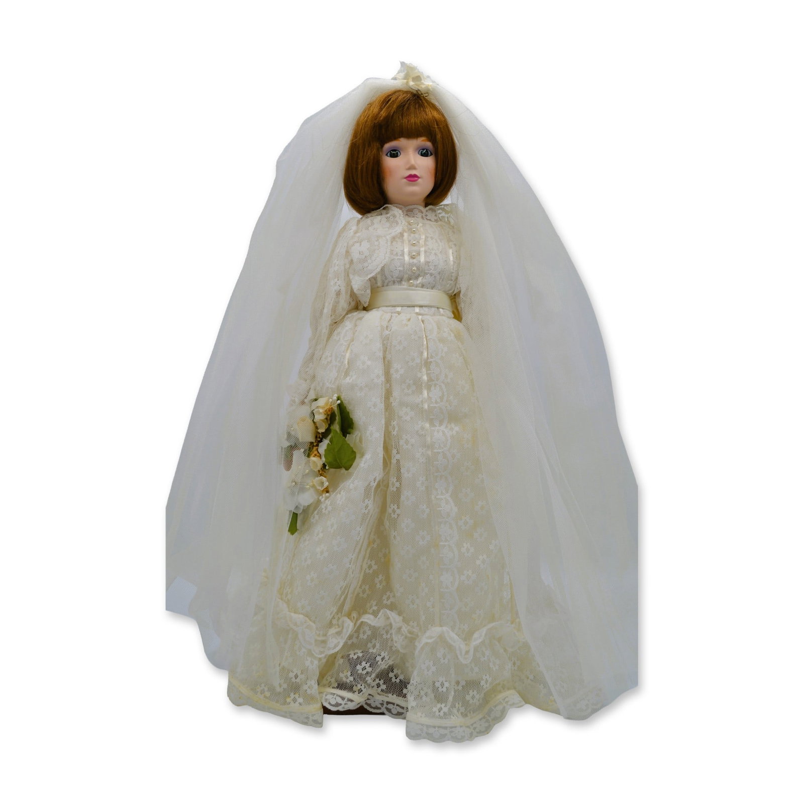 Gloria Vandebilt Porcelain Summer Bride Doll W/Stand, 1987, 20"H (1 of 5)