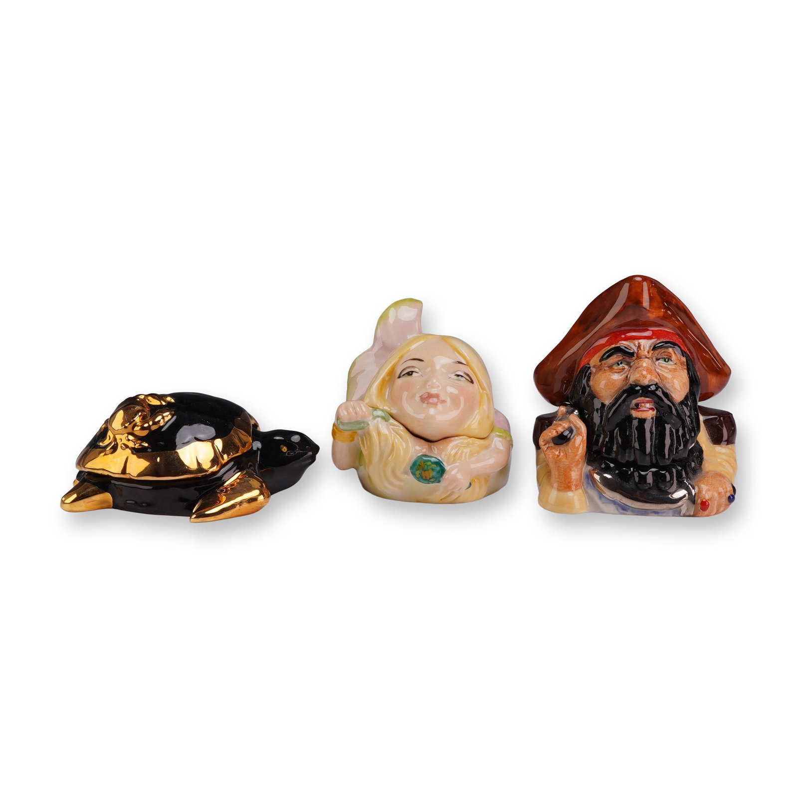 Three Kevin Francis Face Pots- Ariel Prototype, Scooby the Turtle and Pirate (1 of 5)