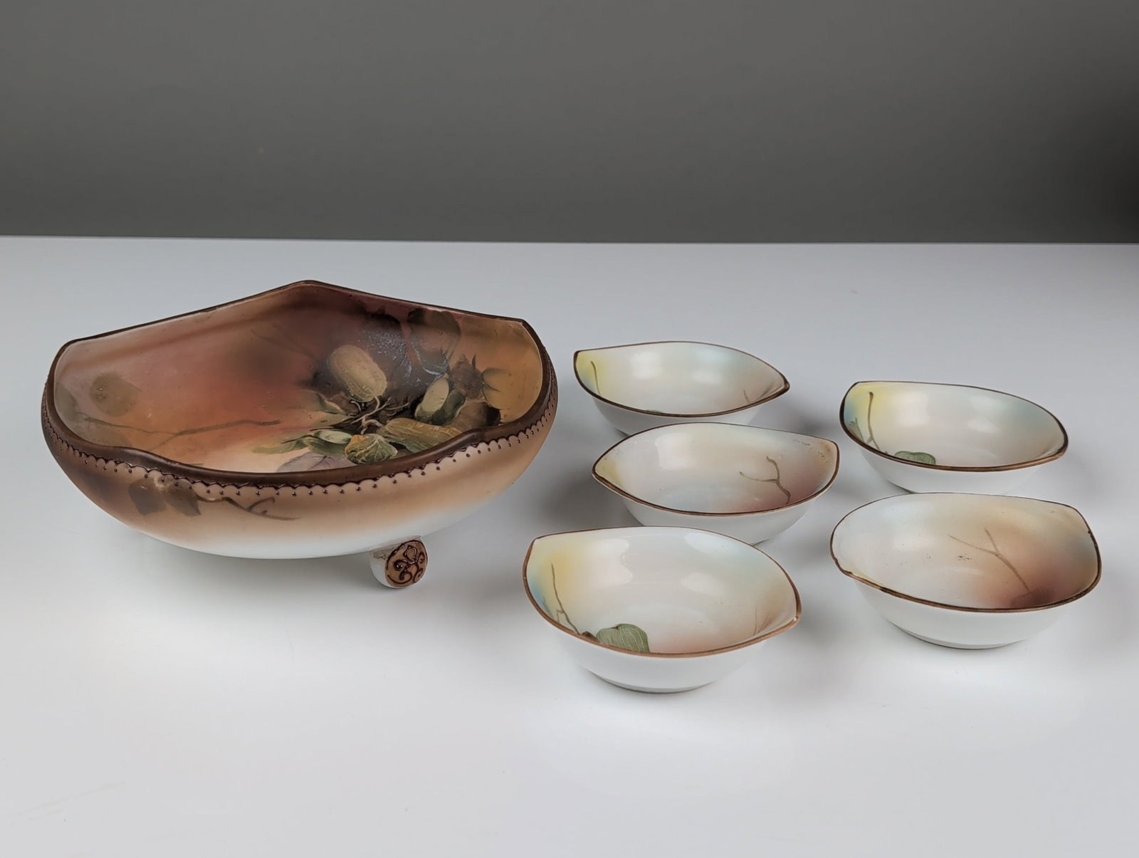 6pc Morimura Brothers Nippon Porcelain Nut Dish Set - 2