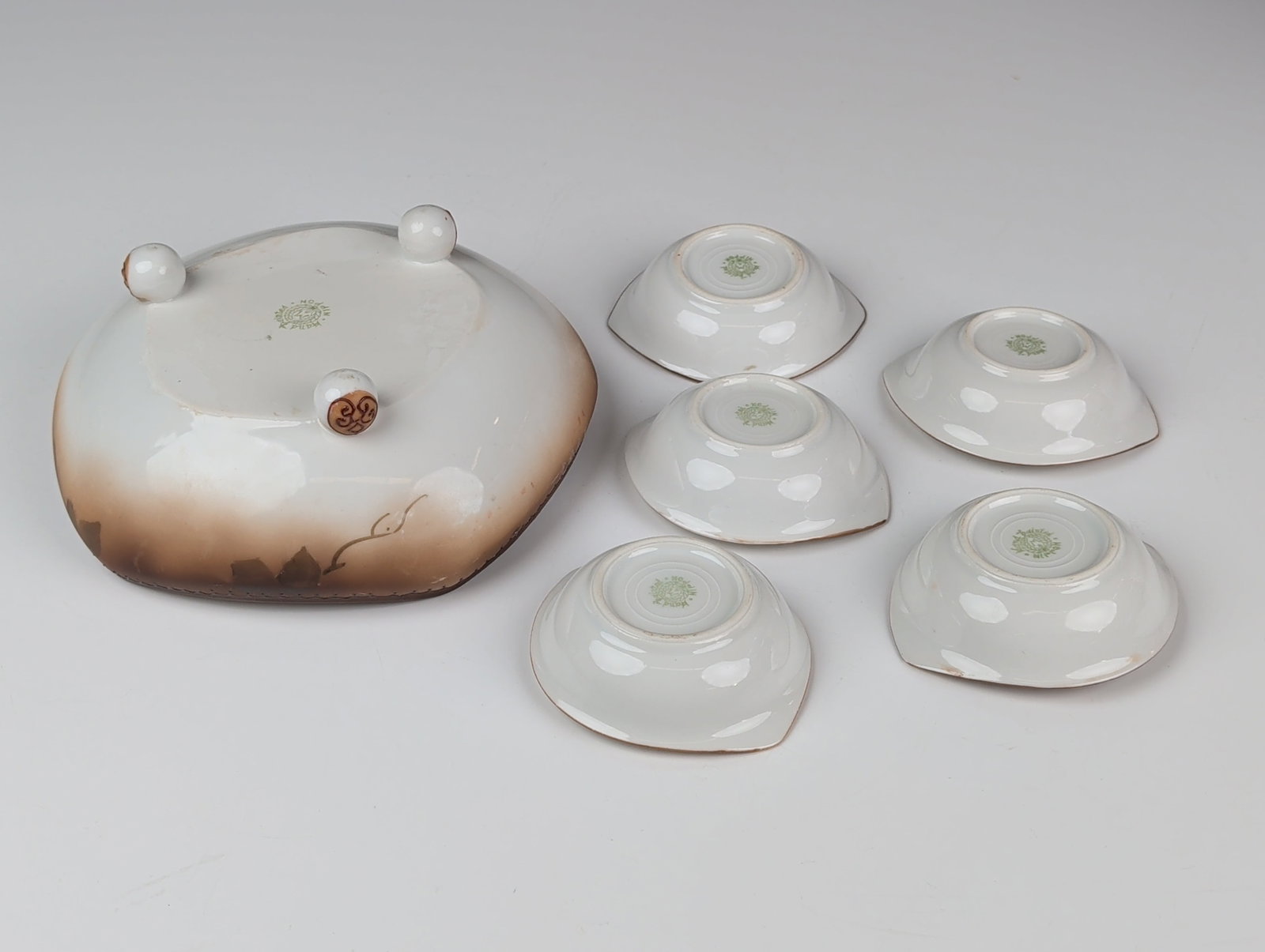 6pc Morimura Brothers Nippon Porcelain Nut Dish Set - 3