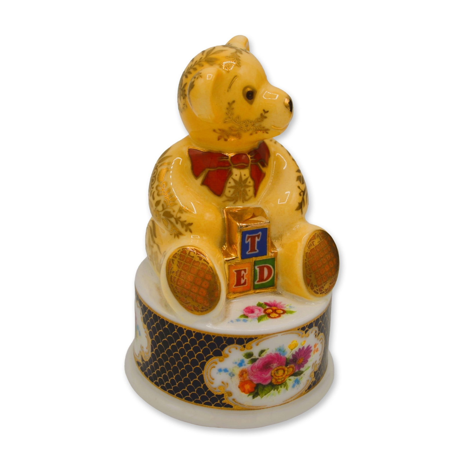 Royal Worcester Porcelain Teddy Bear Candle Snuffer, Connoisseur Collection, 2001 (1 of 4)