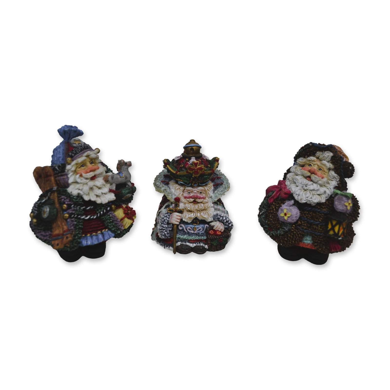 3Pc Possible Dreams Crinkle Claus International Collection Figurines, 1995-97: Hand crafted, hand painted by the Artists of Possible Dreams, Ltd., featuring the Crinkle Claus International Collection. A three (3) Piece Collection consisting of the following. 1)Scandinavian