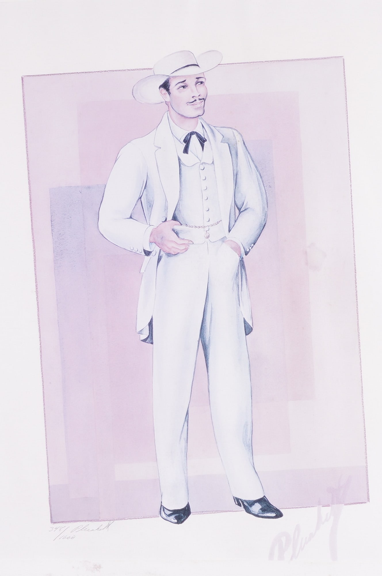 Walter Plunkett Gone with the Wind Rhett Butler Costume Design Lithograph (1 of 8)