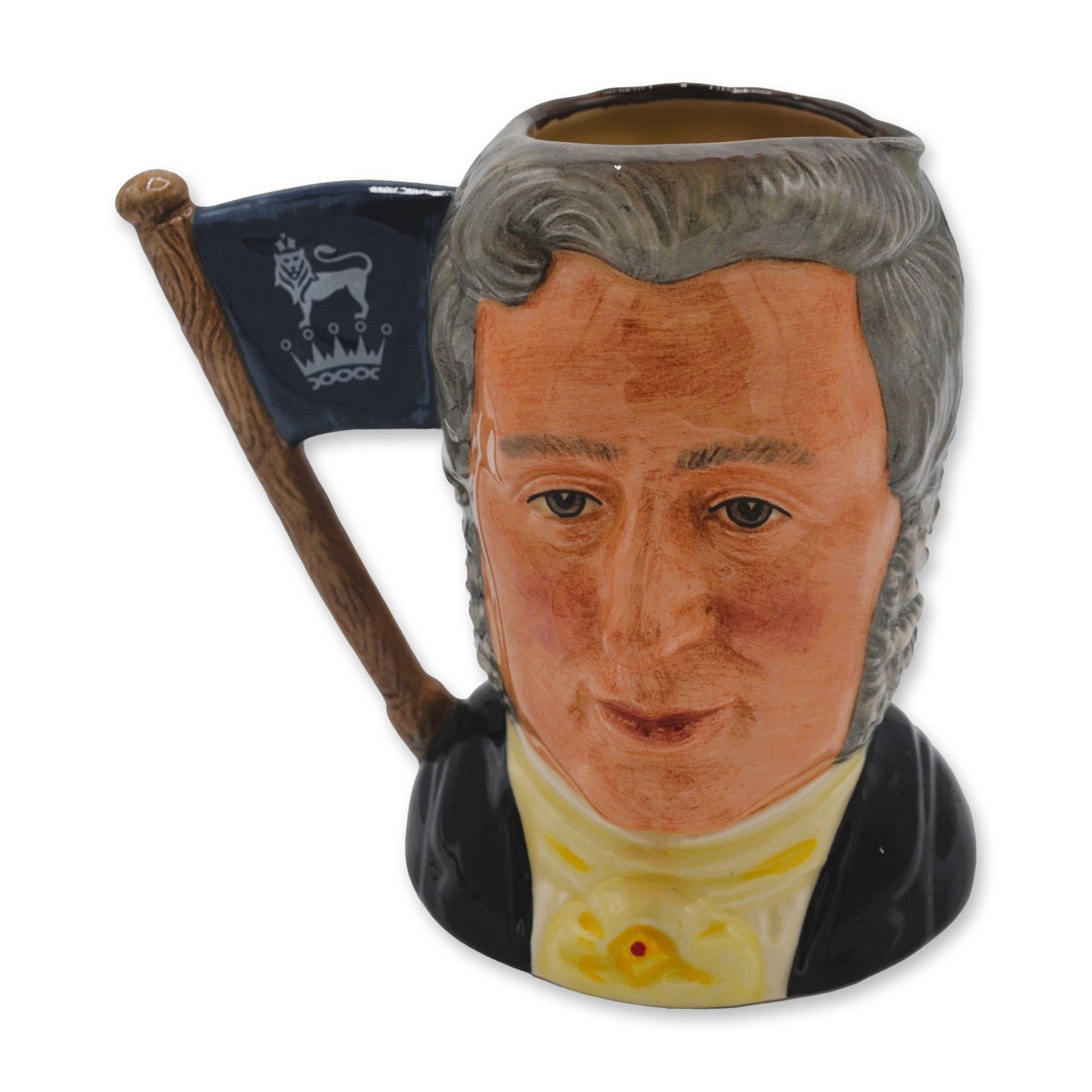 Royal Doulton Porcelain Sir Henry Doulton Character Jug , D6921, 1992: Glazed Porcelain Decorated, hand created, hand painted by the Artists of the Royal Doulton Studios. Featuring the "Sir Henry Doulton Character Jug", D6921, 1992. This small-size Character Jug, modelle