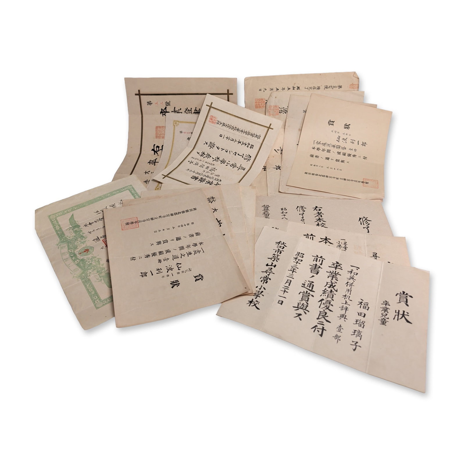 14pc Collection of Japanese Educational Certificates and Social Ephemera (1 of 3)
