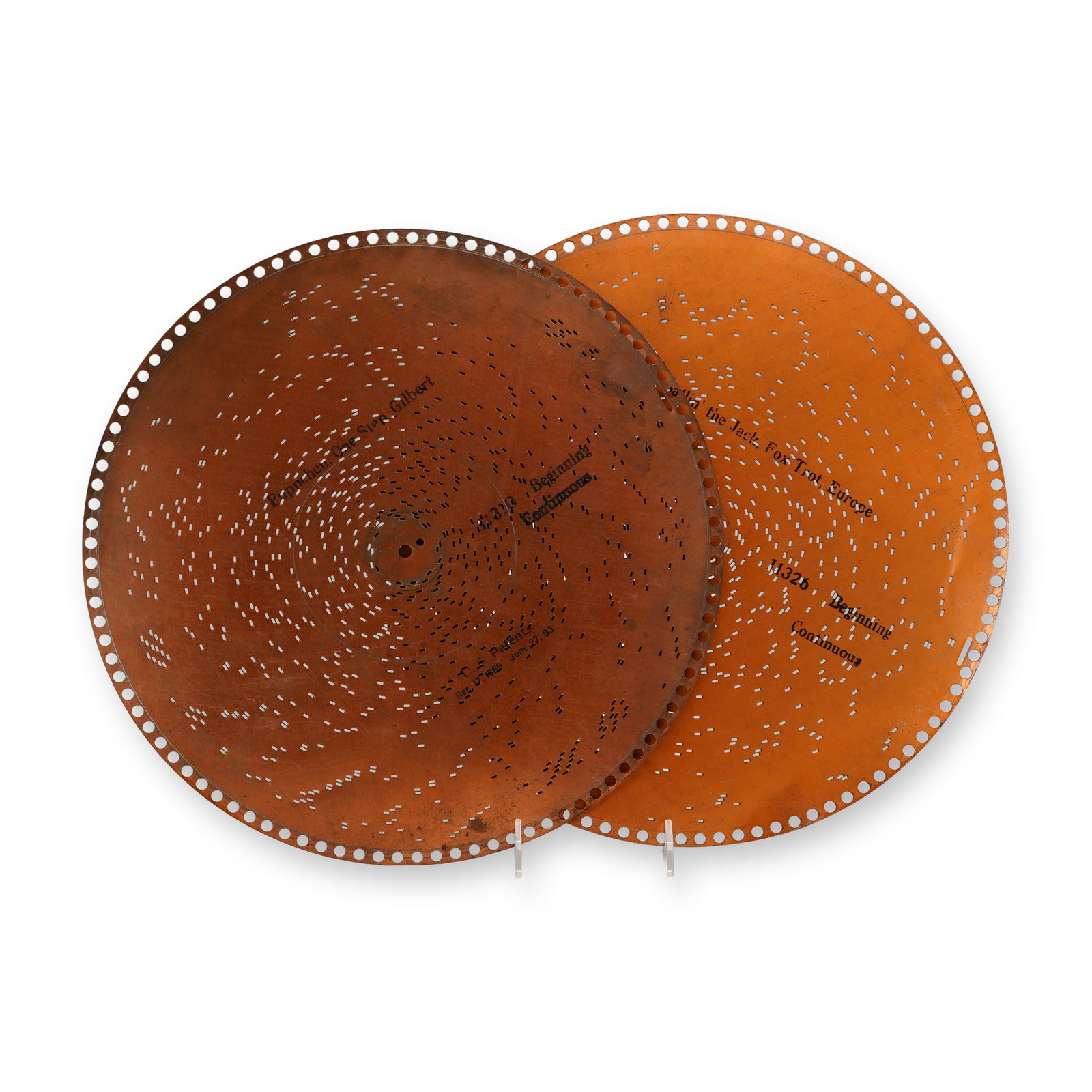 Regina 15.5-Inch Music Box Discs, Puppchen and Ballin' the Jack, Early 20th Century (1 of 2)
