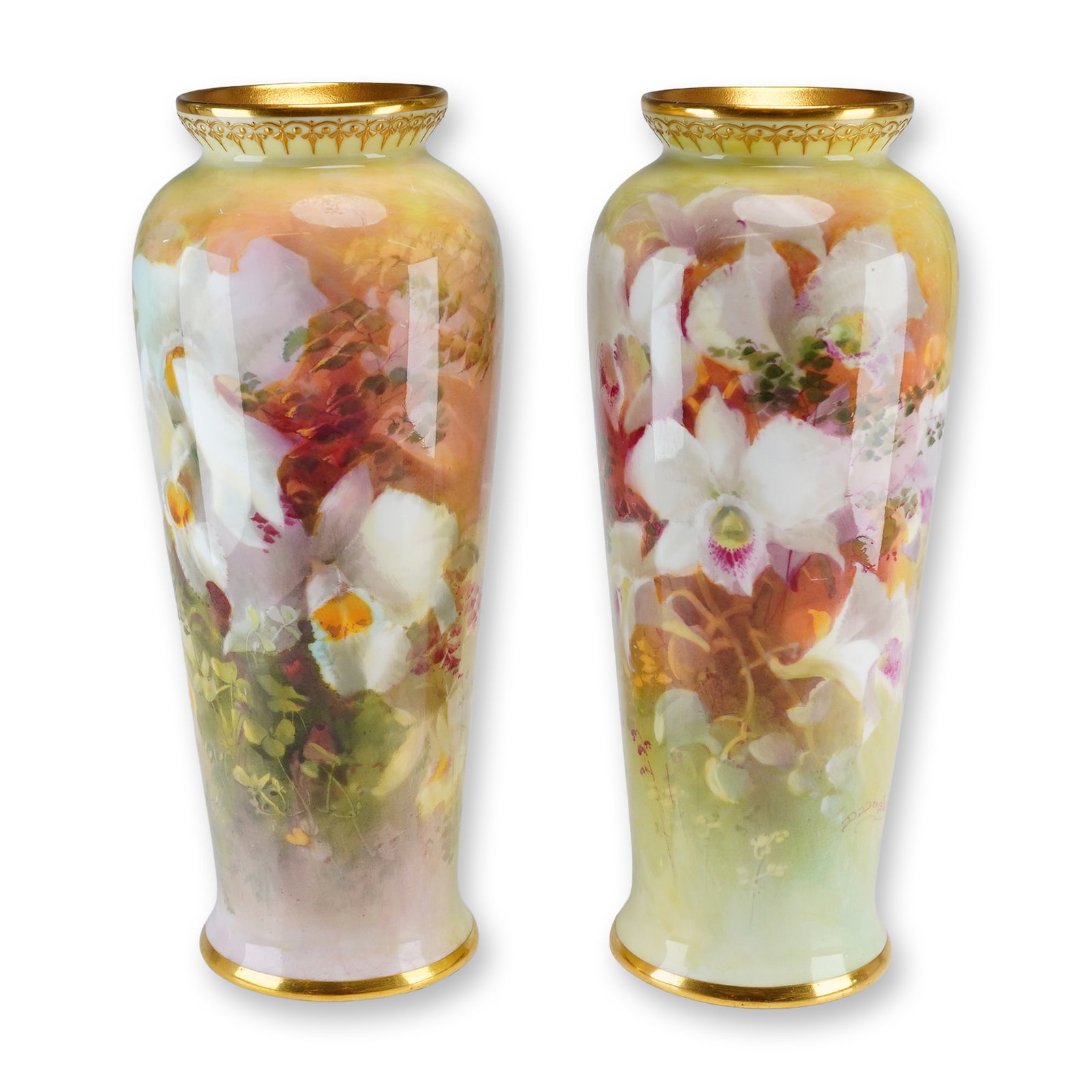 Pair of Royal Doulton by David Dewsberry Porcelain Vases, Orchids (1 of 5)