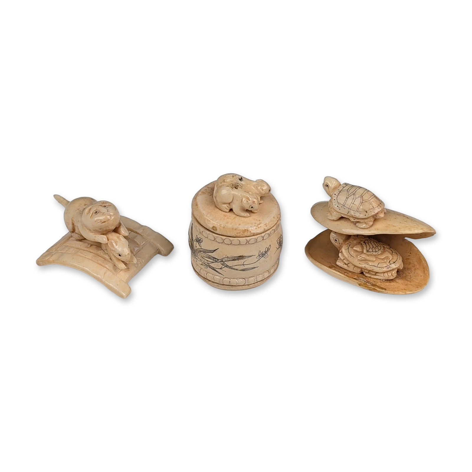 3pc Japanese Style Carved Miniature Animal Figurines (1 of 4)