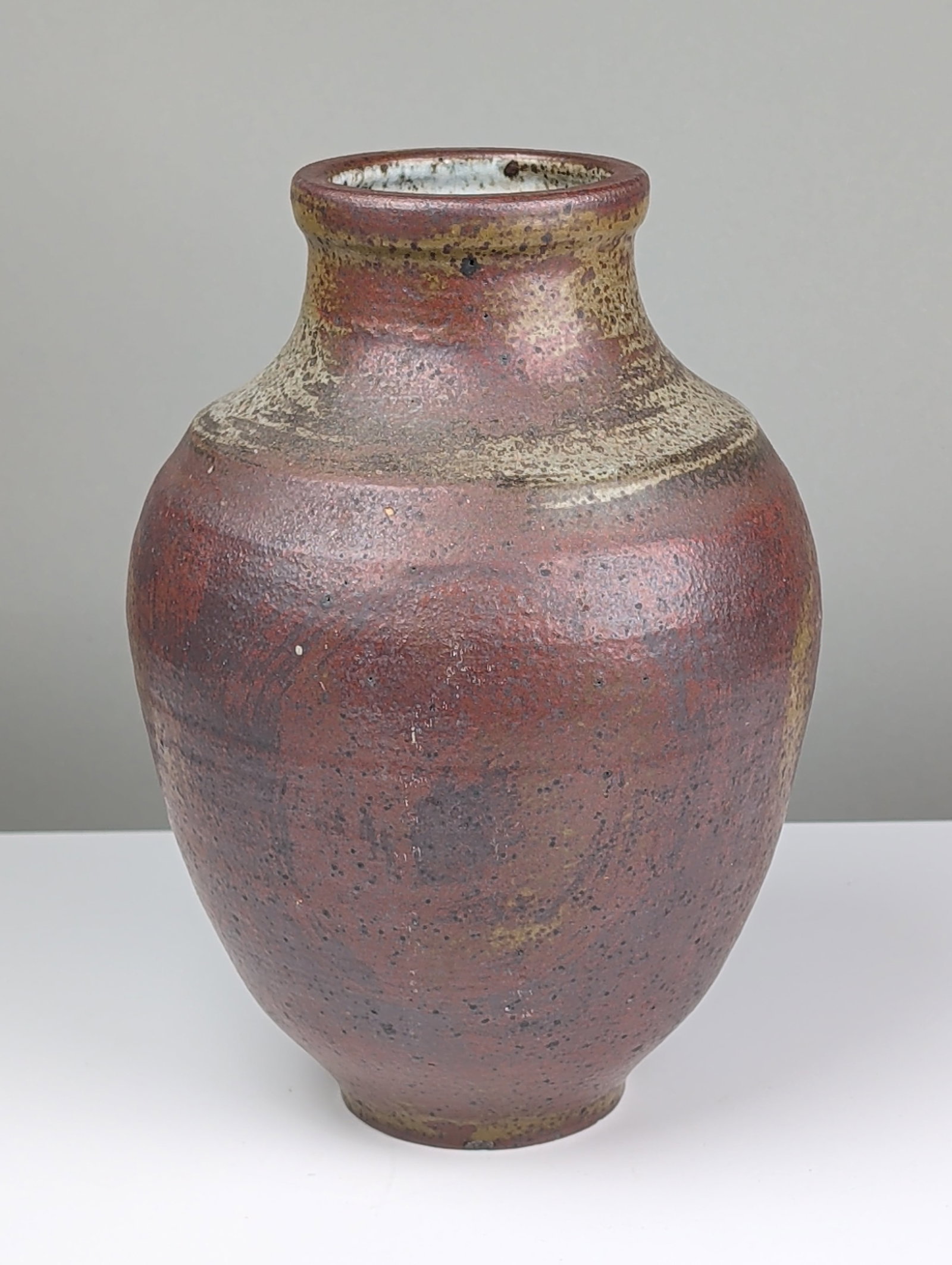 Large Studio Two-Tone Stoneware Vase, Signed - 2